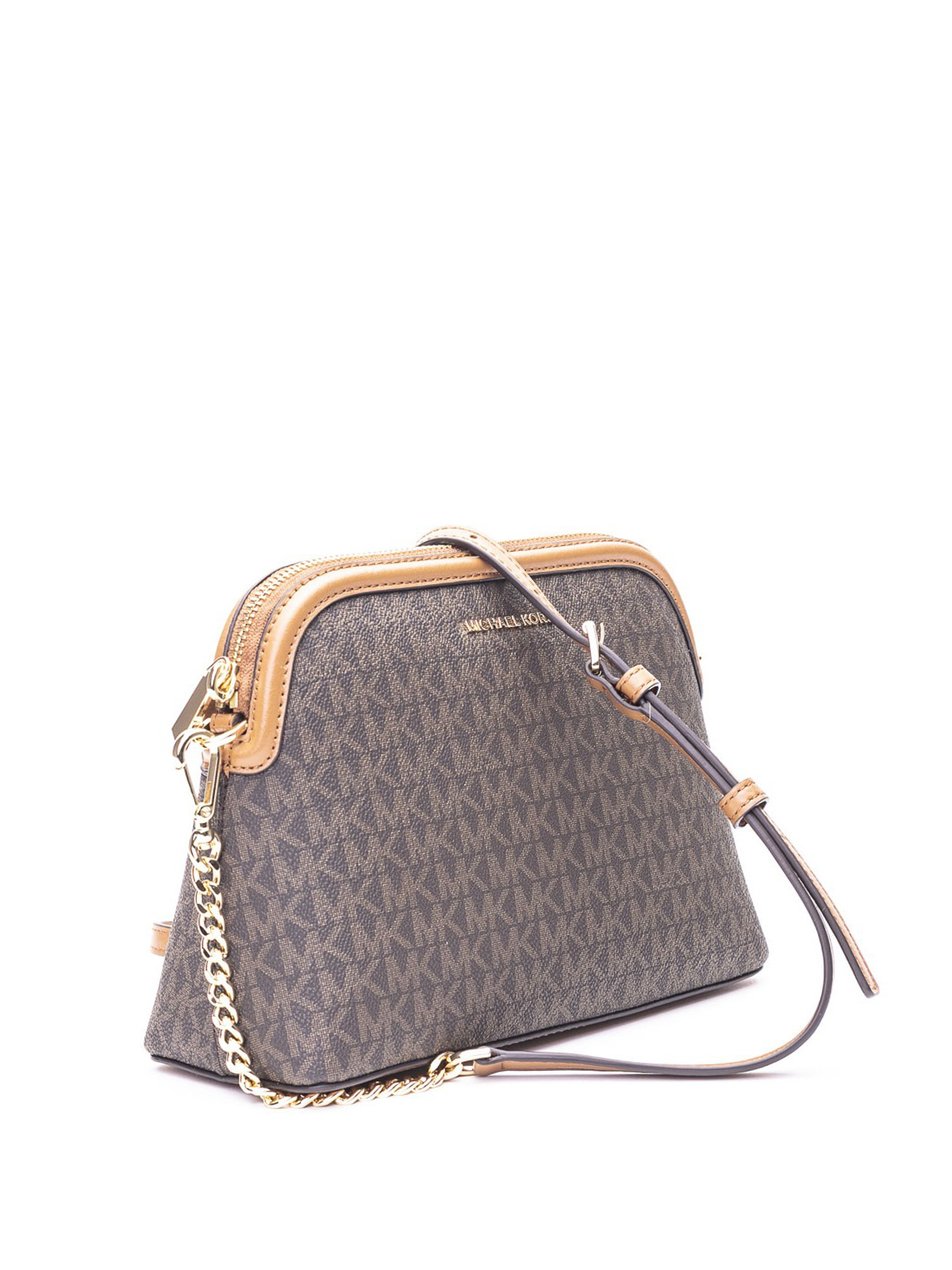 Michael Kors Brown/Beige Signature Canvas and Faux Leather Dome