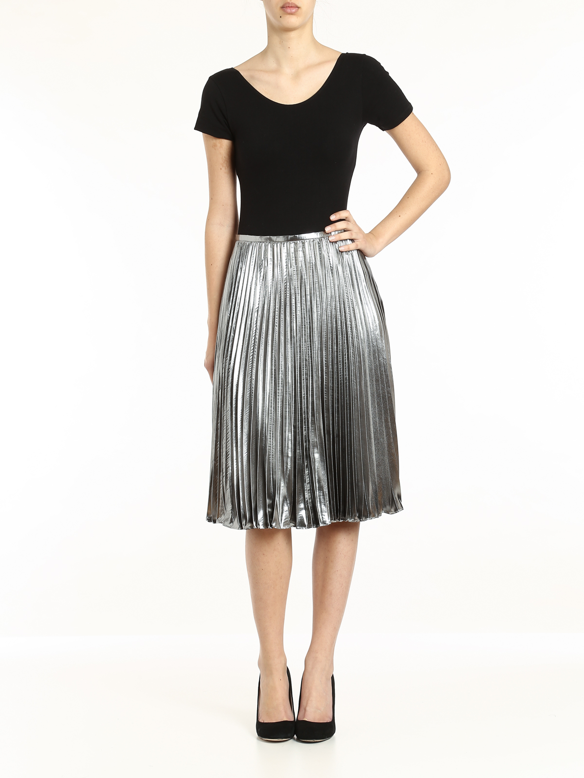 Michael kors grey pleated skirt hotsell