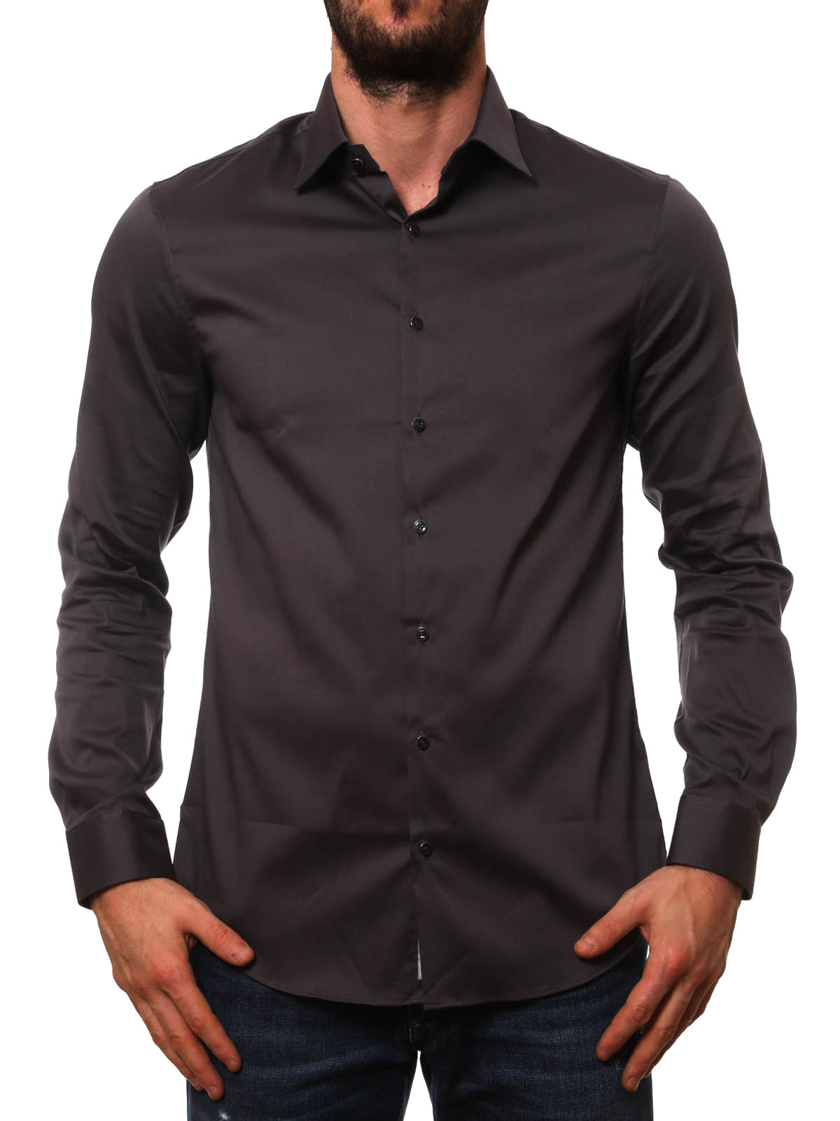 Camisas Michael Kors Camisa Gris Oscuro Para Hombre -