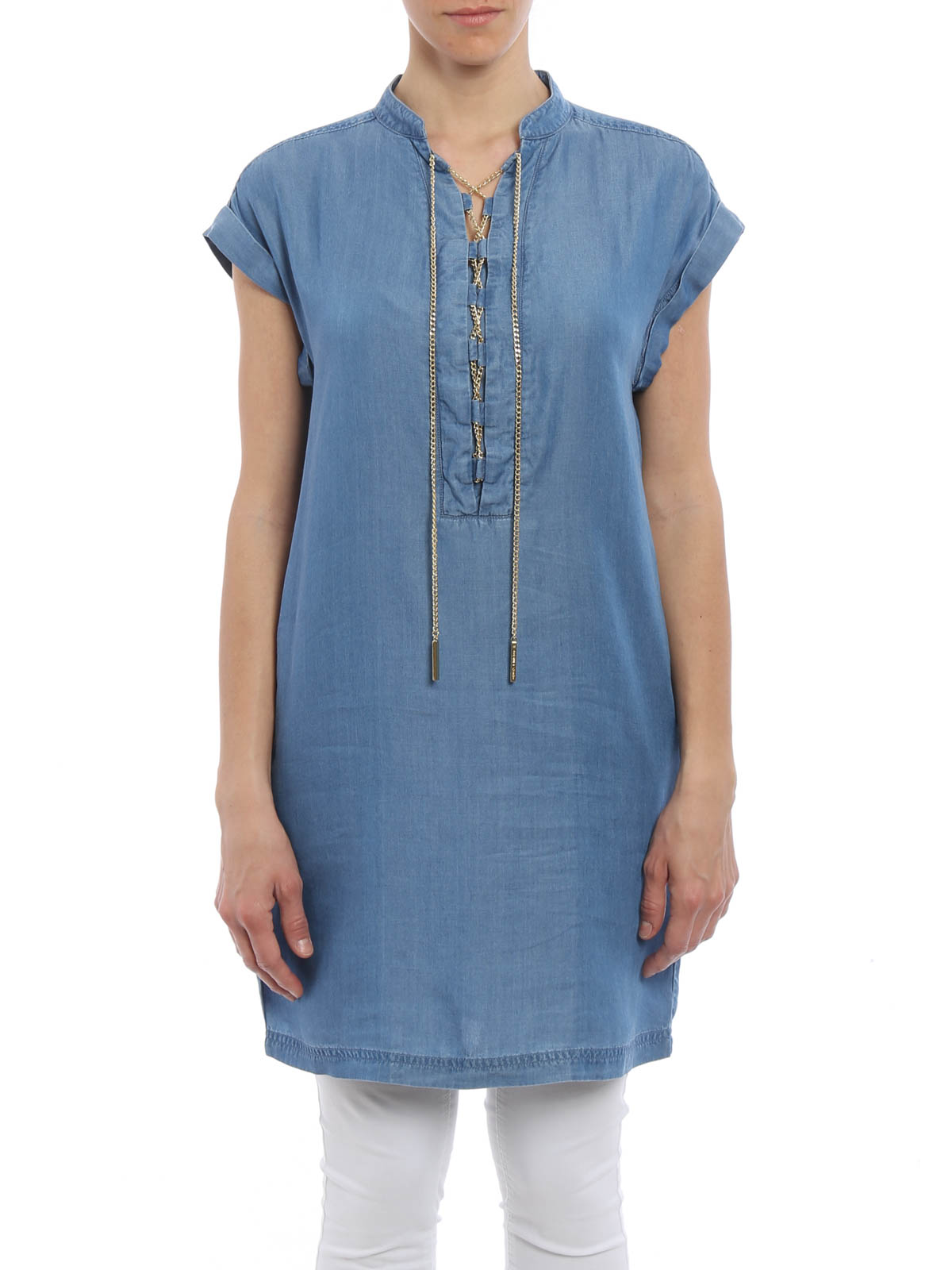 Michael Kors Chain detail chambray dress - Women|MS78WVN5FS401 Michael Kors Chain detail chambray dress - Women|MS78WVN5FS401