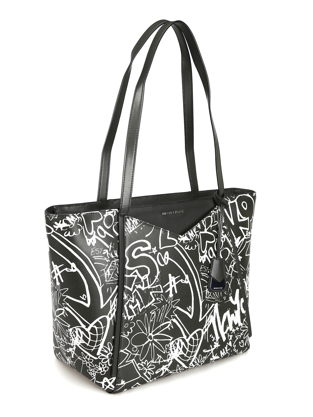 Black Printed Michael Kors Tote Blck Bag