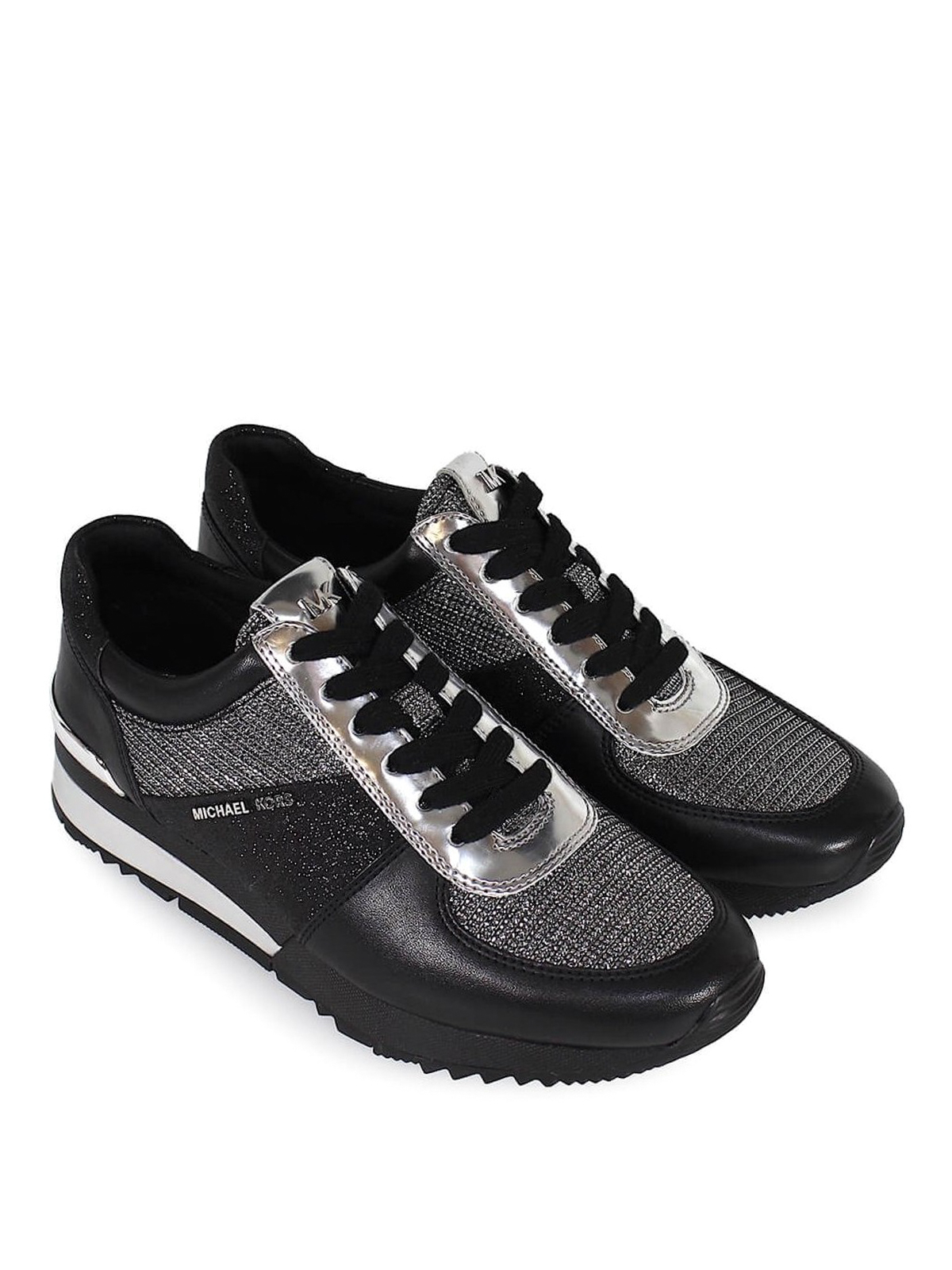 Trainers Michael Kors - Allie black leather and silver sneakers - 43T8ALFS2D023