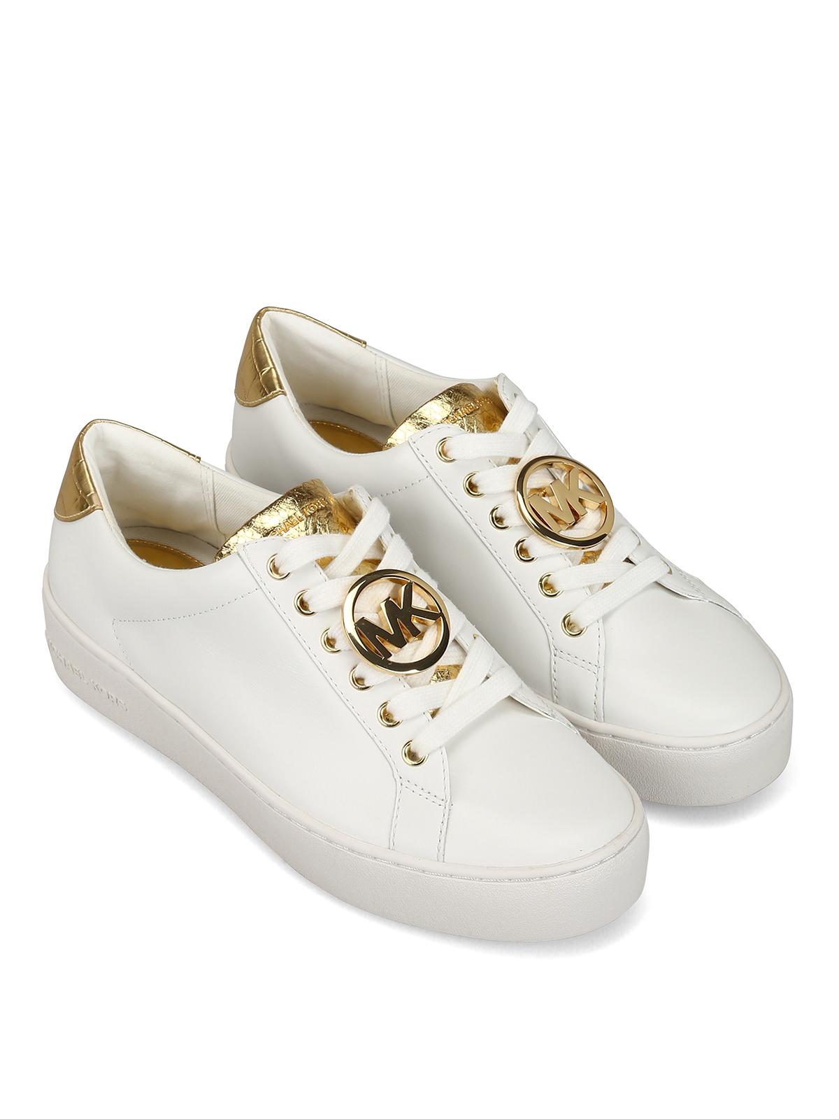 Michael Kors Poppy cracked effect tongue leather sneakers