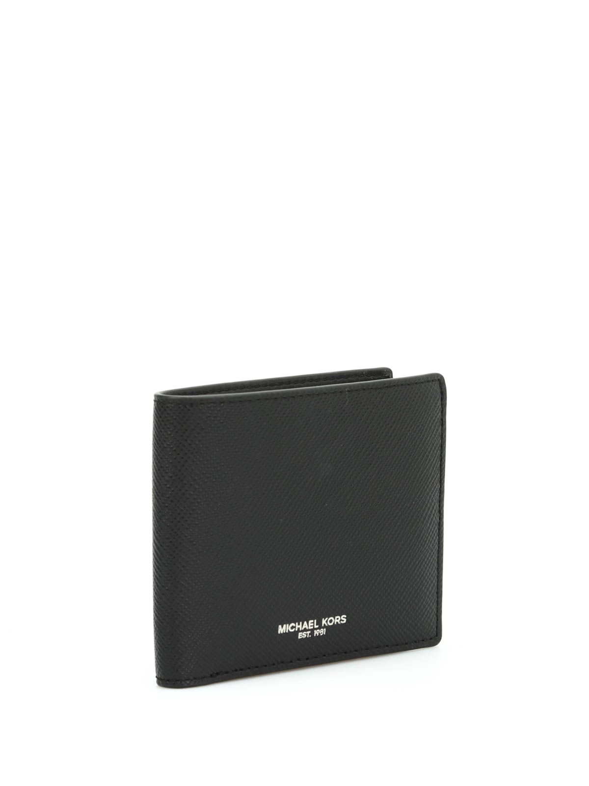 Shop Michael Kors Saffiano Bi-fold Wallet In Black