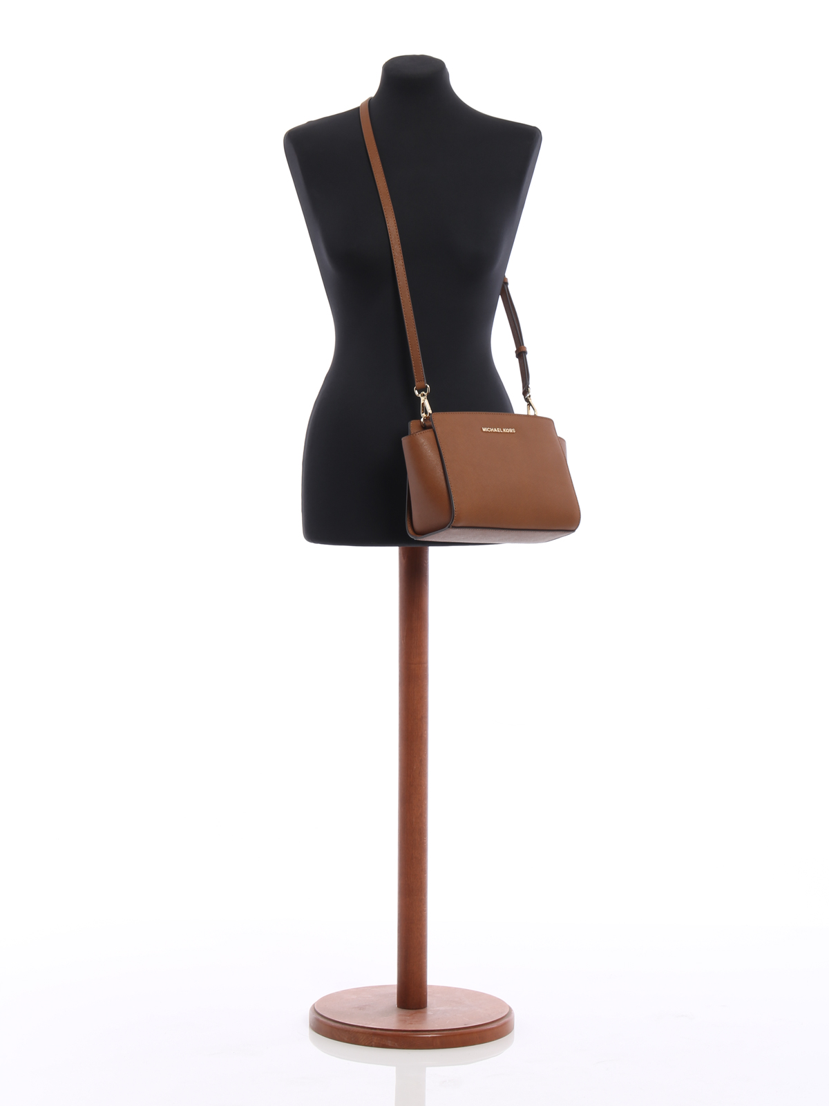 Michael Kors Selma Studded Tan Leather Crossbody Bag in Brown