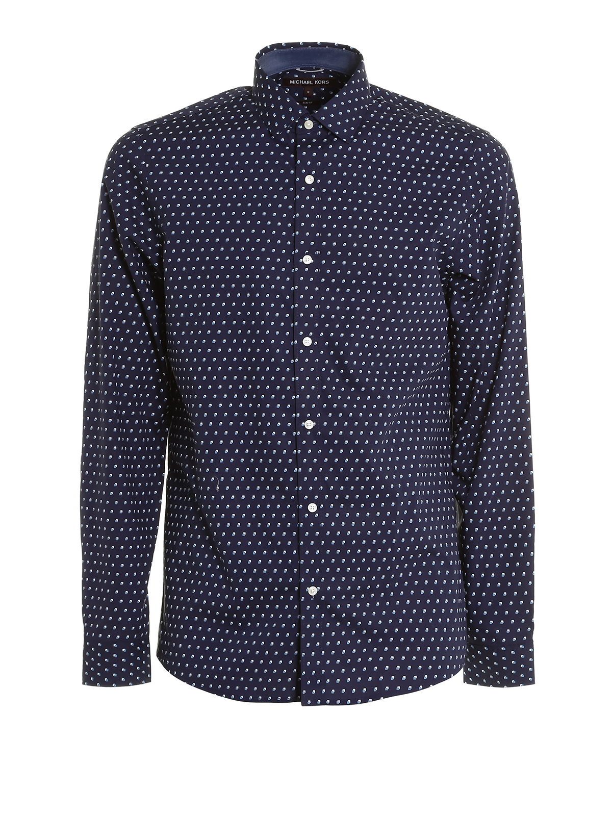Michael Kors Patterned Cotton Shirt In Blue