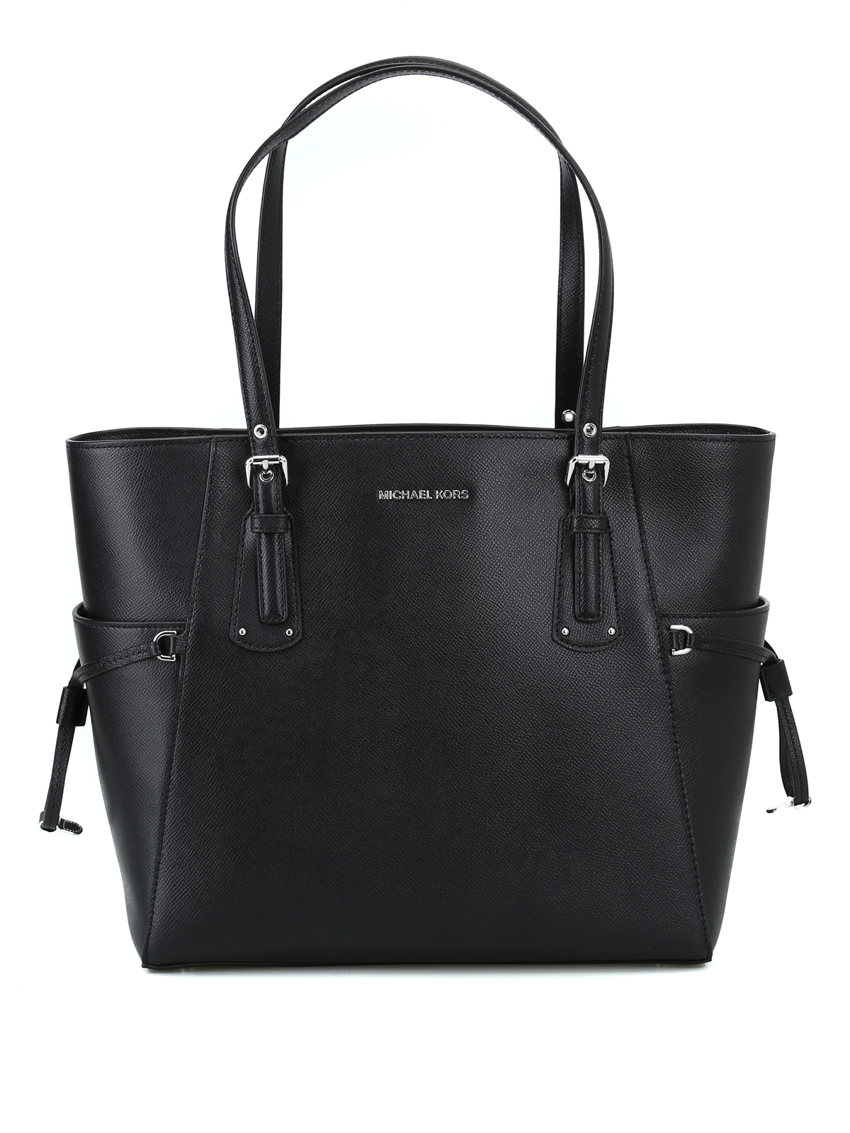 Michael Kors Voyager Black Leather Tote In Negro