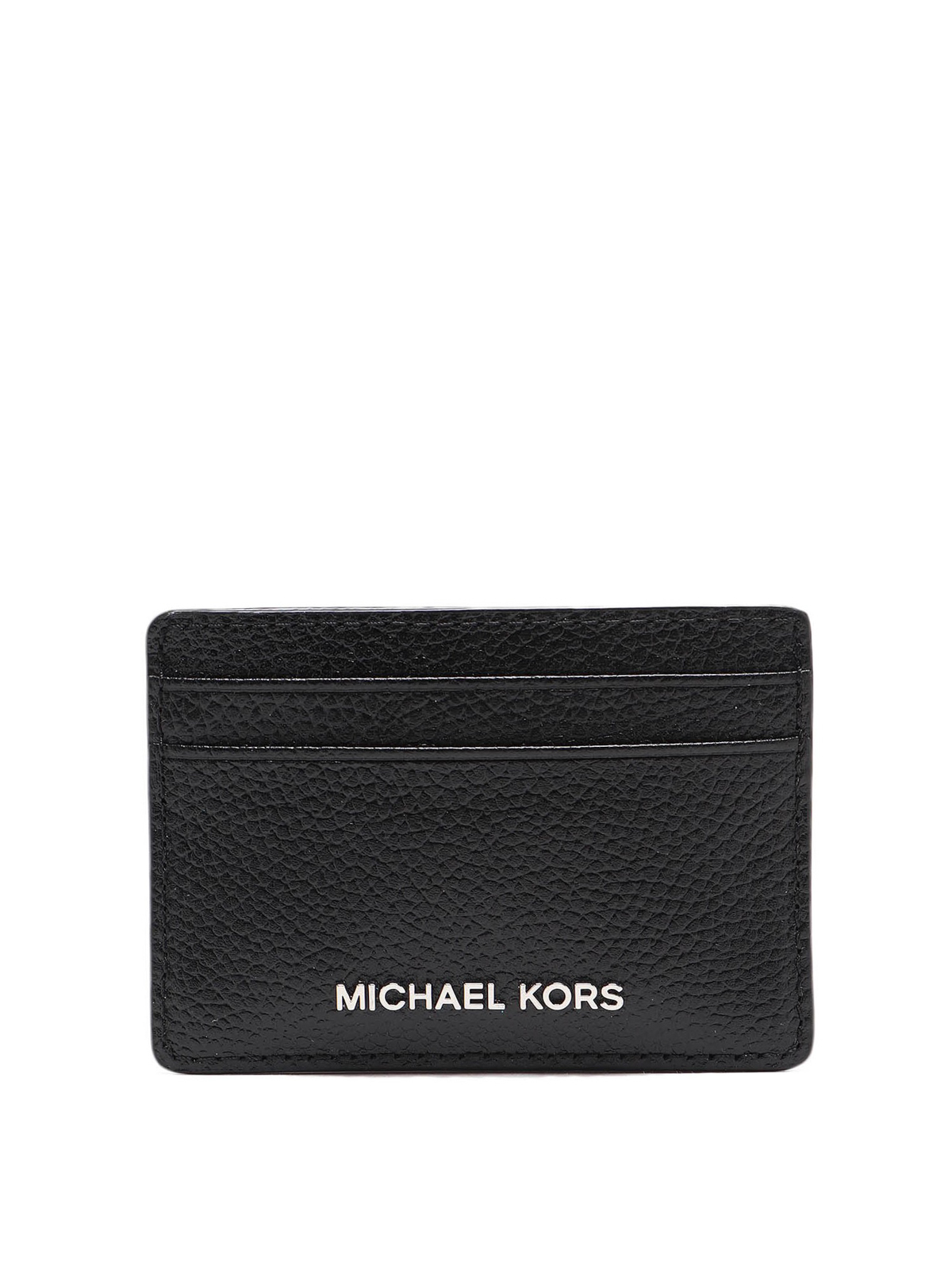 Michael Kors Hammered Leather Cardholder In Black
