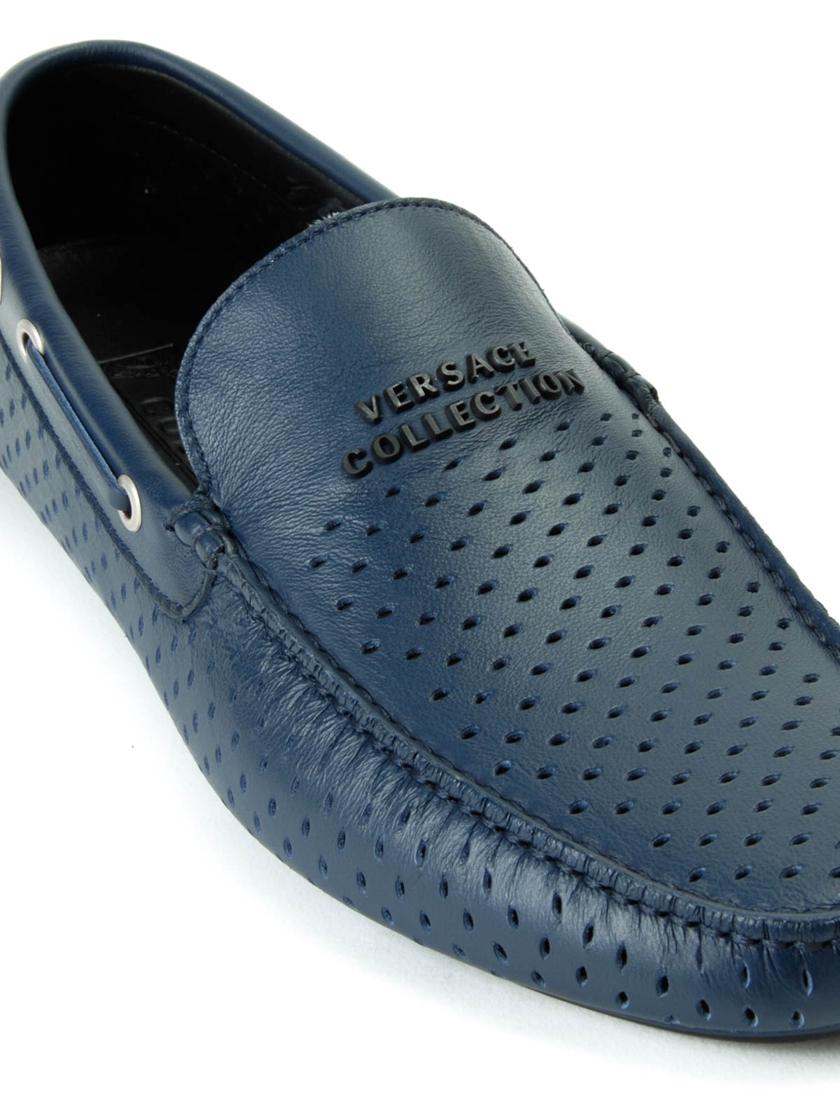 Versace Collection leather loafers (Navy blue) shoes-6029.jpg main image 3