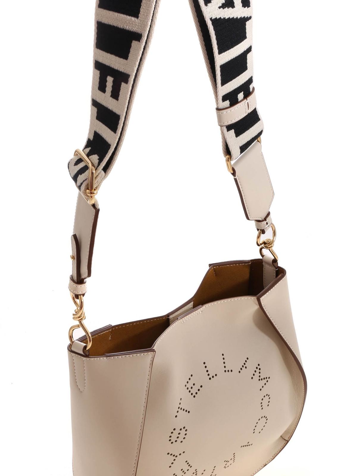 Shop Stella Mccartney Mini Bag With Logo In Ivory Color In Blanco