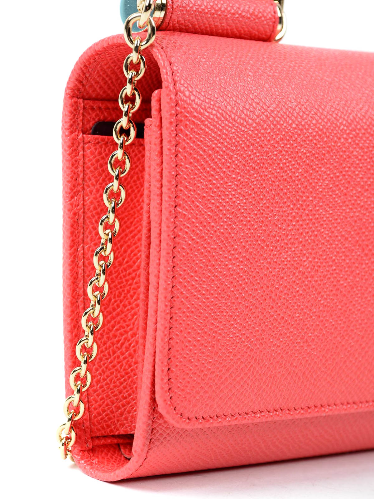 Dolce And Gabbana Red Dauphine Leather Mini Miss Sicily Crossbody