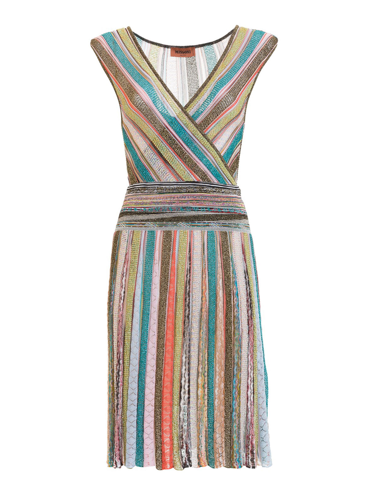 missoni metallic lurex midi dress Missoni Lurex blend knitted V-neck pleated dress|MDG00005BK0075SM162