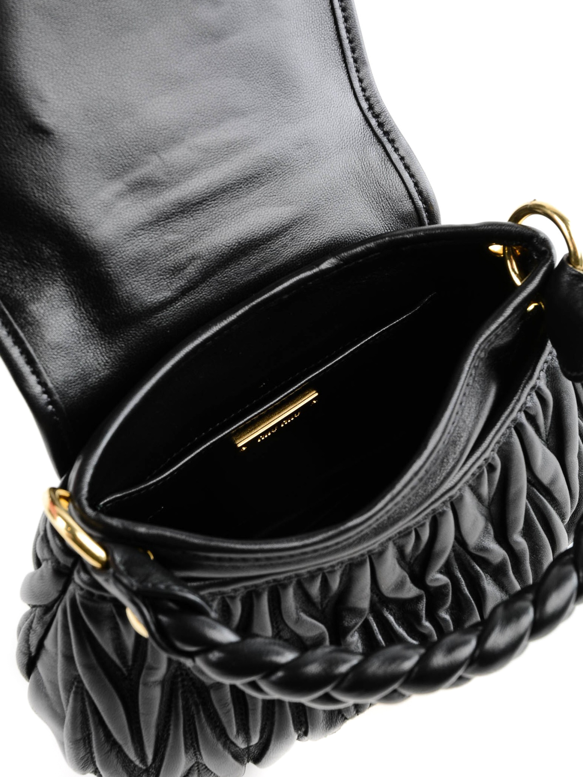 Miu Miu Matelasse Coffer Black Lambskin Leather Shoulder Bag