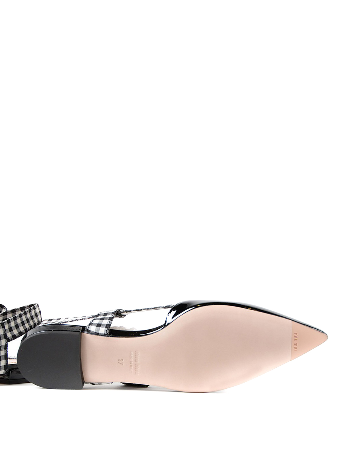 Miu Miu Gingham strap patent slingback flat - Black