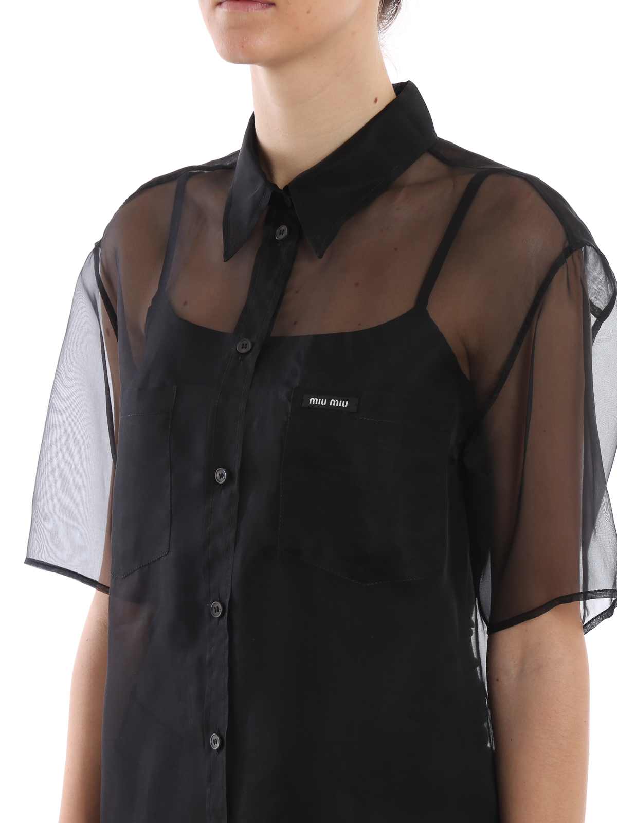 Shirts Miu Miu - Sheer silk organdie shirt - MK1356401002