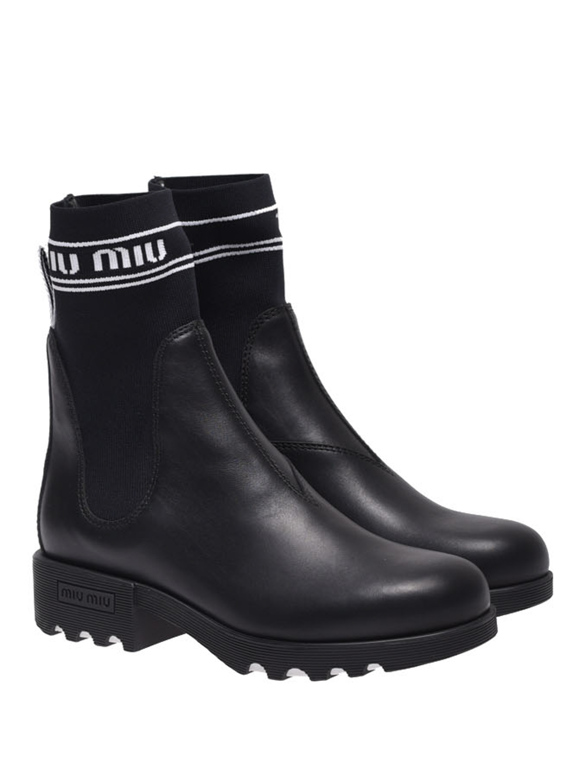 Miu Miu Branded sock ankle boots - Black - Women