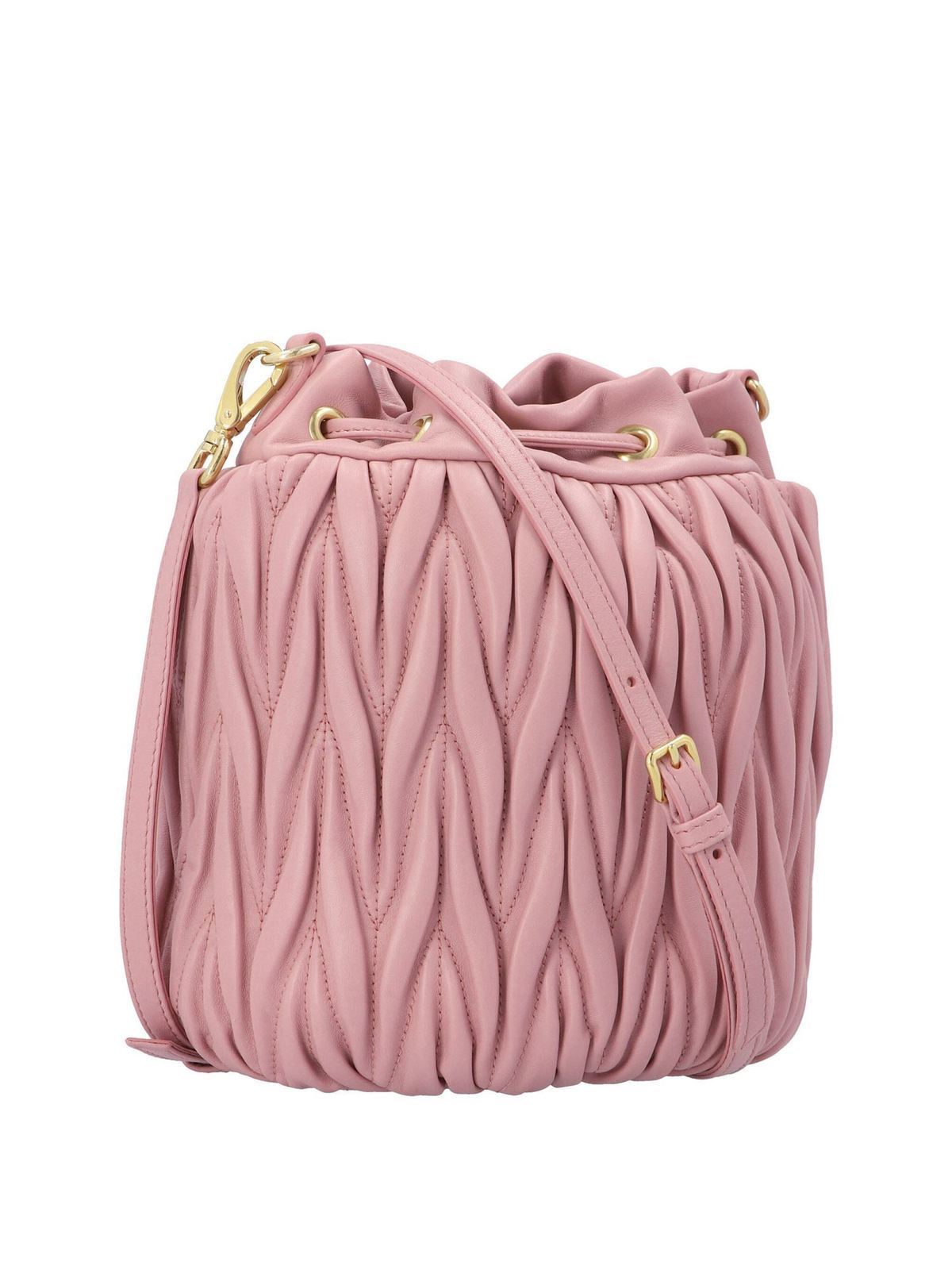 Miu Miu Matelassé bucket bag in pink - Pink | 5BE014N88F0028