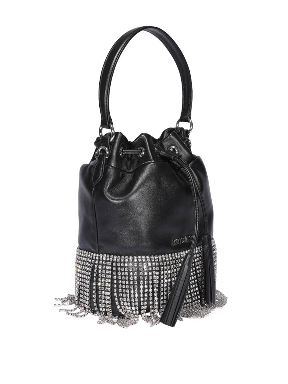 Bucket bags Miu Miu - Rhinestone fringe bucket bag - 5BE0142B6JF0002