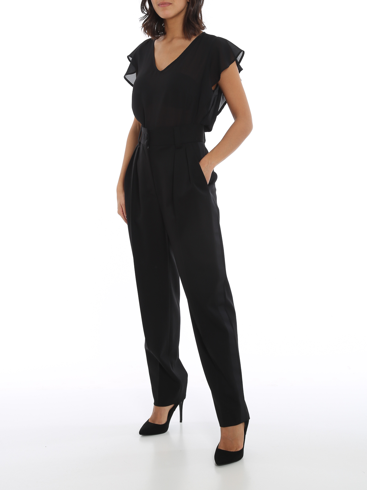 Miu Miu Stretch wool carrot fit trousers - Black Miu Miu Stretch wool carrot fit trousers - Black