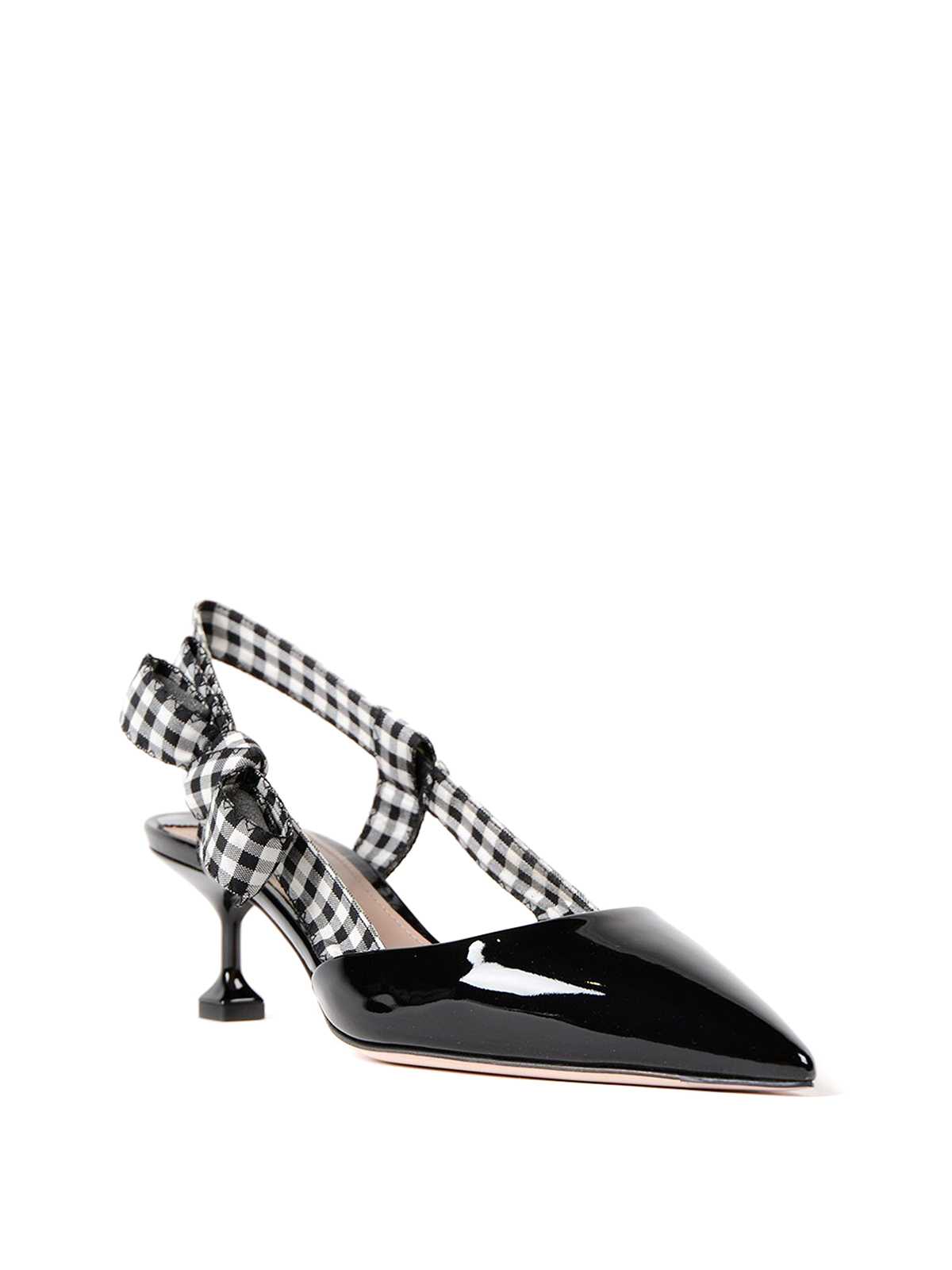 Miu Miu Gingham strap patent slingback pump Black 5I396B3AR9002