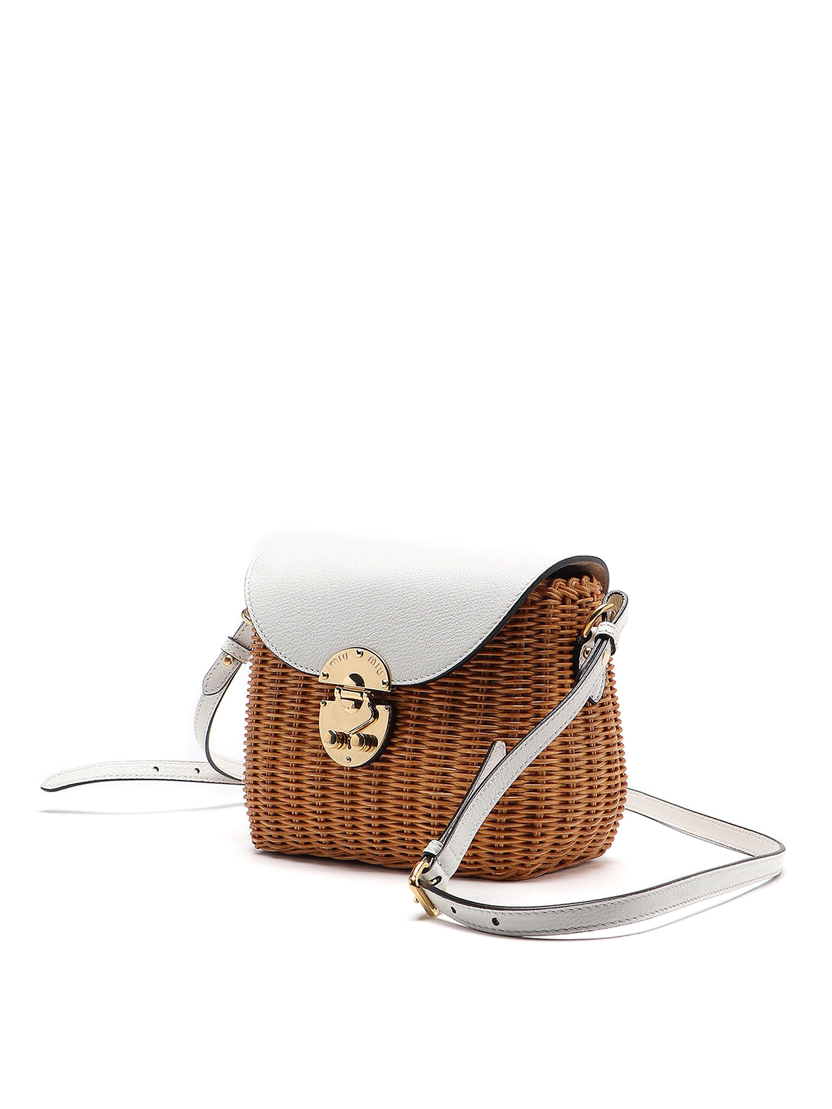 Cross body bags Miu Miu - Midollino and leather two tone cross 
