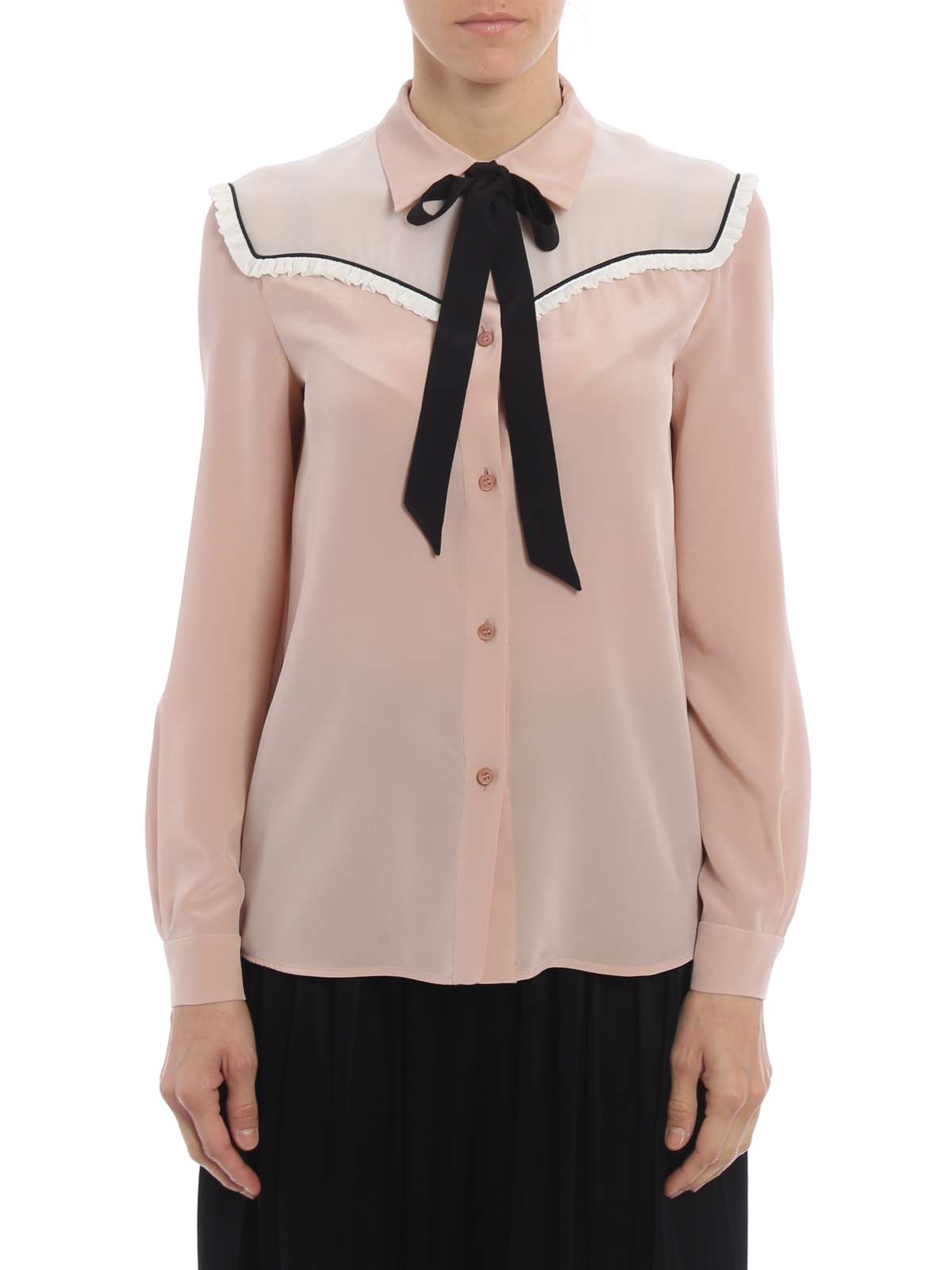 Miu Miu Sophisticate silk shirt with bow - Pink | MK11681H3NF0C0B03