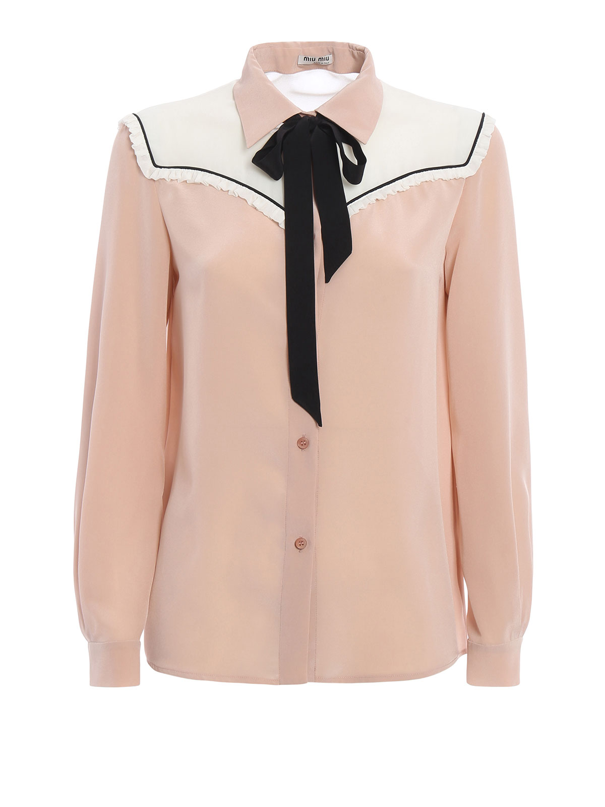 Miu Miu Sophisticate silk shirt with bow - Pink | MK11681H3NF0C0B03