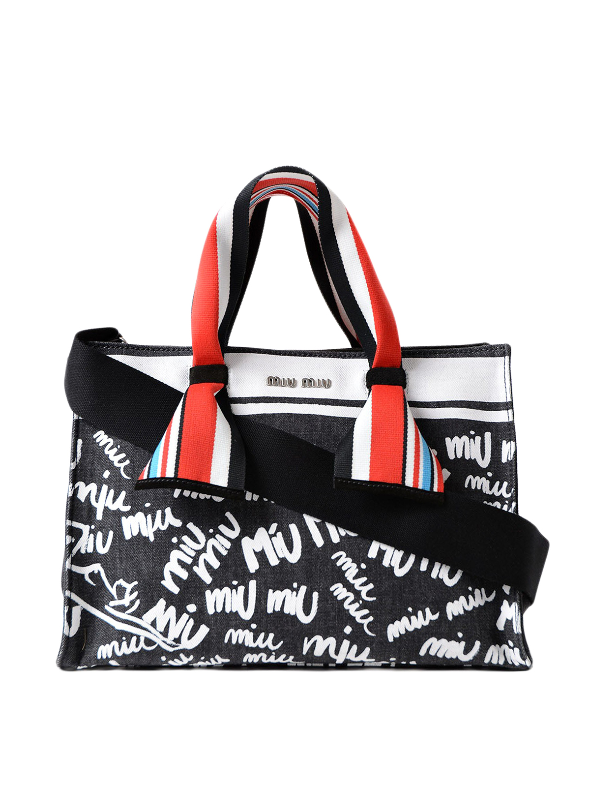 logo-print tote bag, Miu Miu