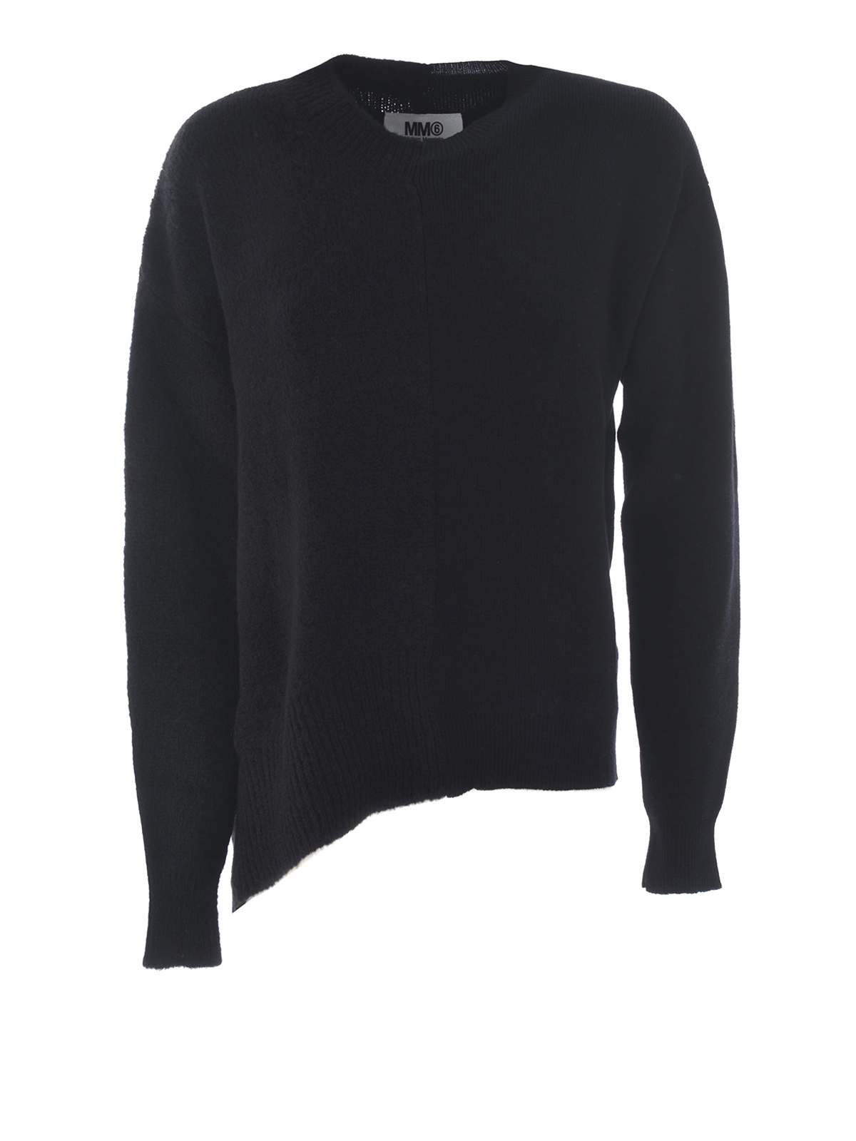 美品 maison margiela asymmetry knit S 黒 MM6 Maison Margiela Asymmetric bicolour sweater