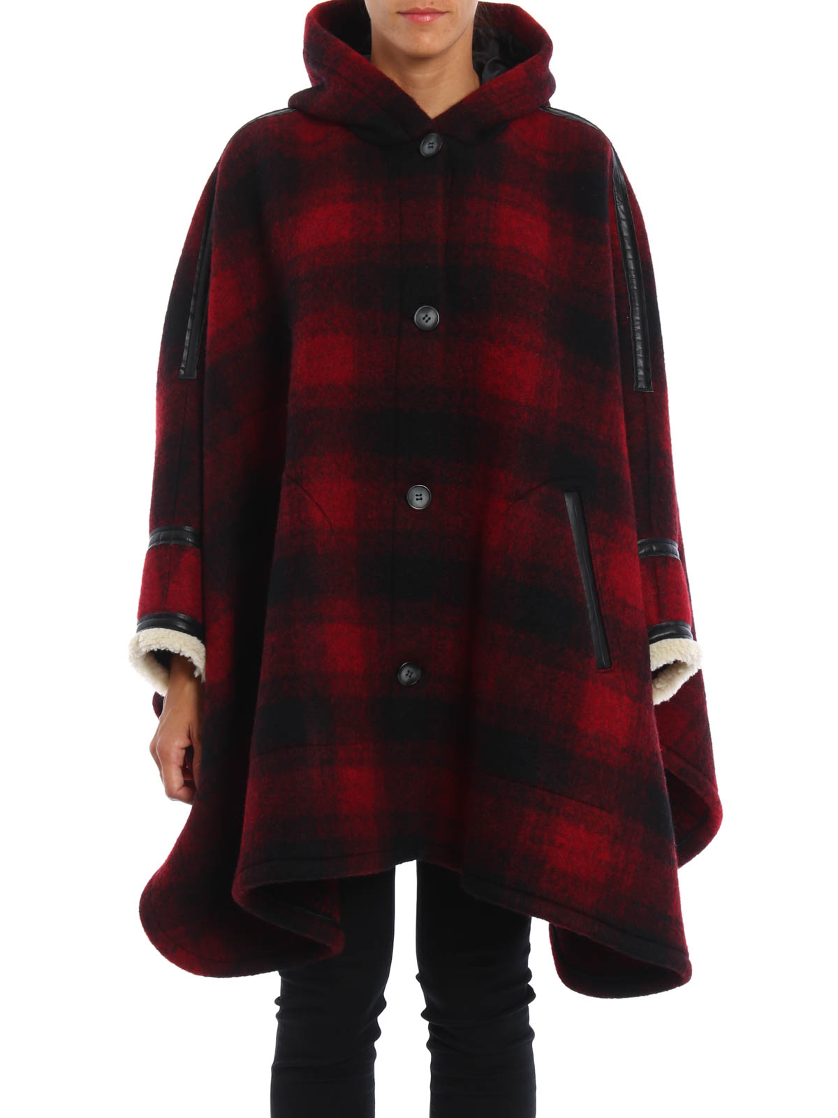 MM6 Maison Margiela Tartan wool cape - Red | S32AH0025S45506309
