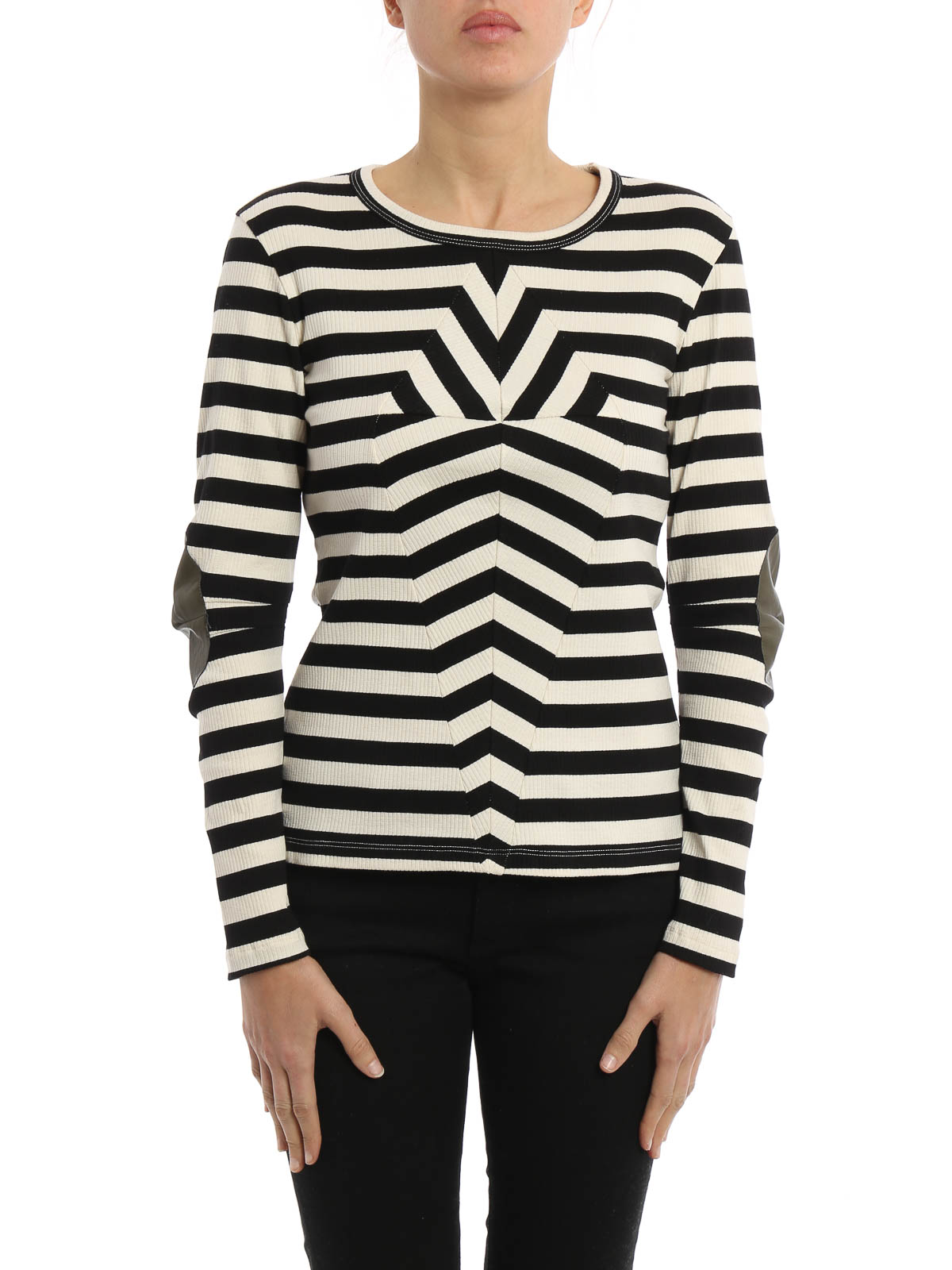 MM6 Maison Margiela Elbow patches striped T-shirt