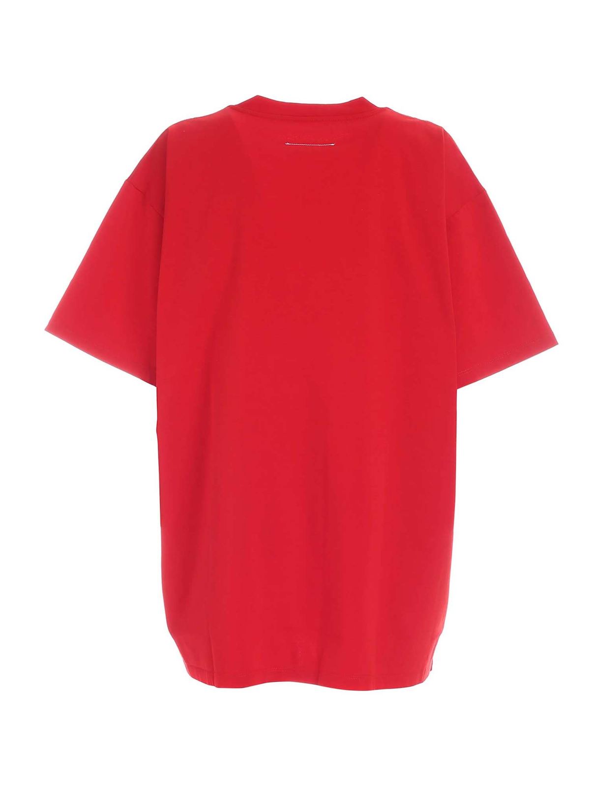 MM6 Maison Margiela Embroidered logo t-shirt in red|S32GC0580S23082312