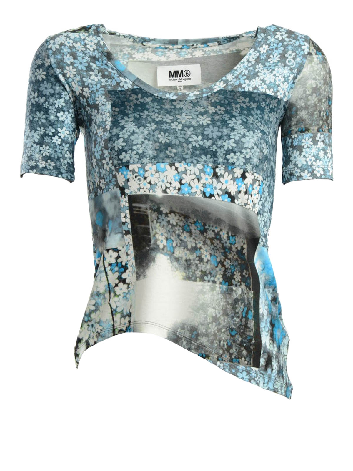 MM6 Maison Margiela Flower print asymmetric T-shirt