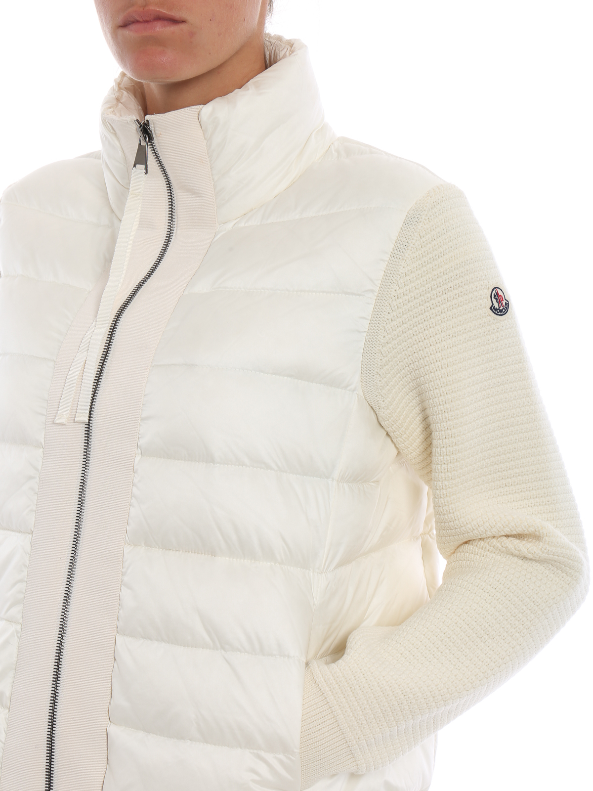 Padded jackets Moncler - Knit wool sleeved puffer jacket