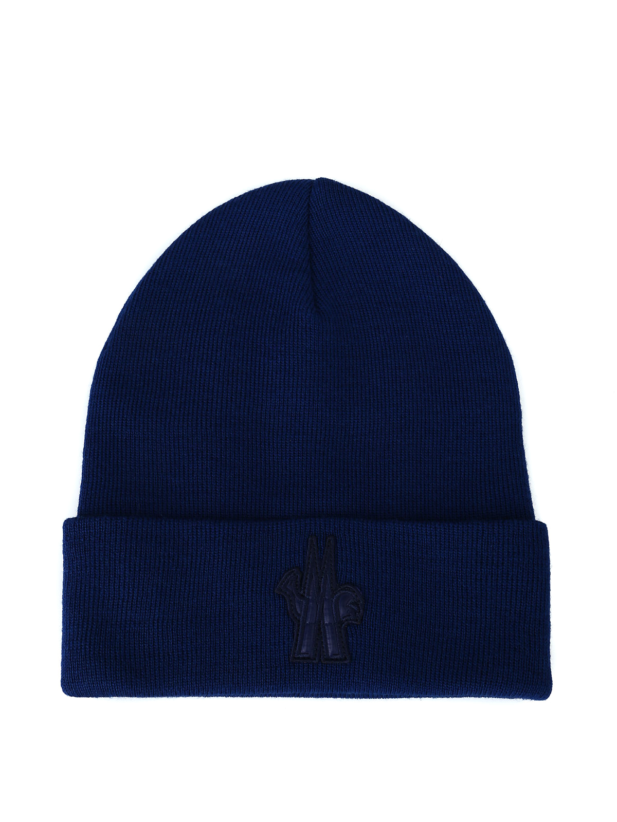 MONCLER Grenoble blue logo beanie Moncler Grenoble Blue knitted wool beanie with logo patch  main image 3
