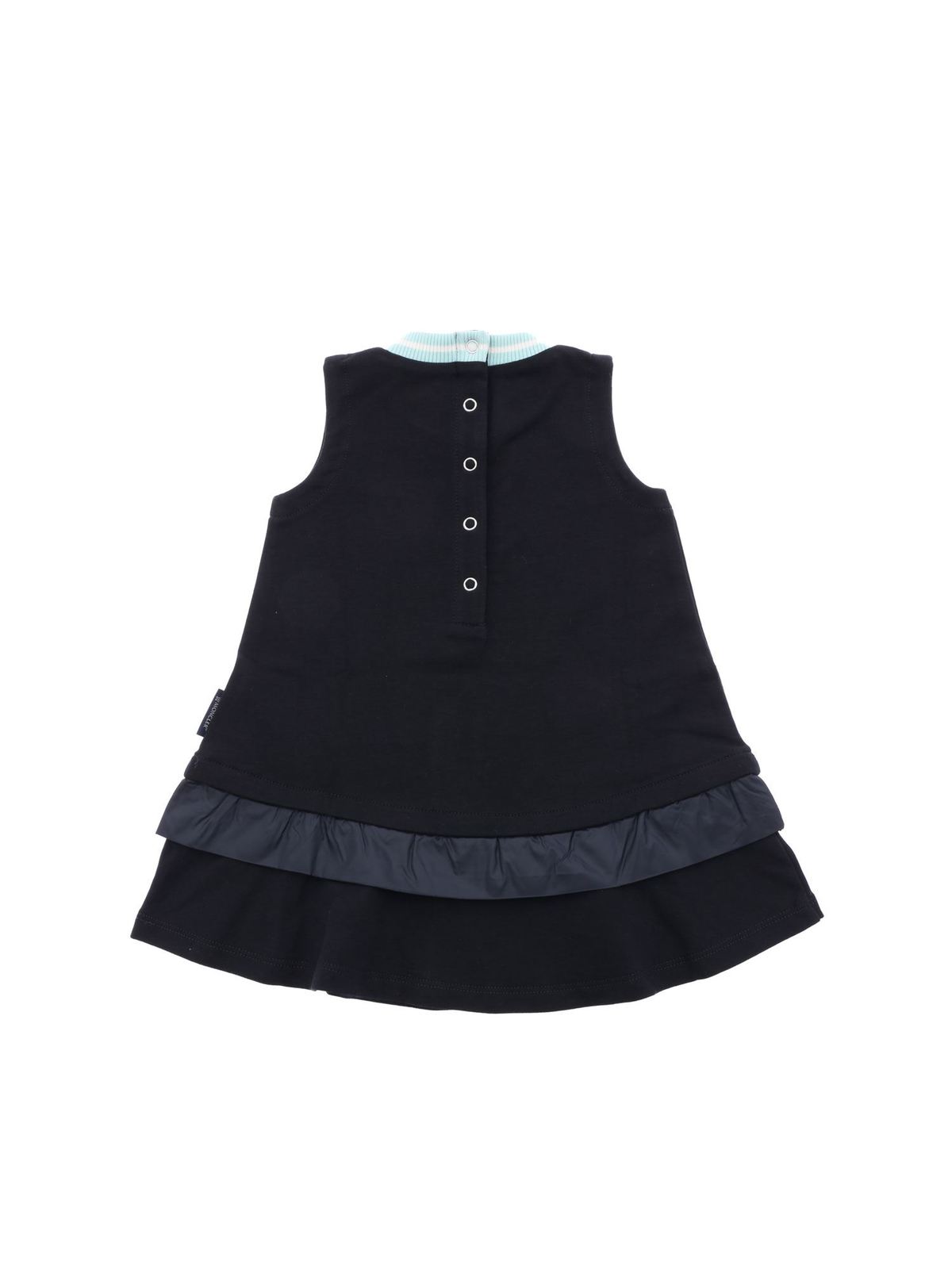 Moncler Jr Moncler blue dress with ruffle on the bottom|8574900809AC778