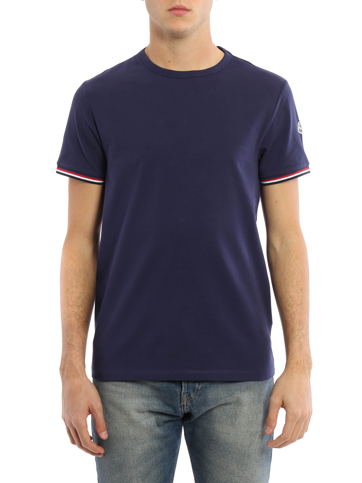 MONCLER ネイビー スリムフィット Tシャツ MONCLER ネイビー クルーネックTシャツ - メルカリ