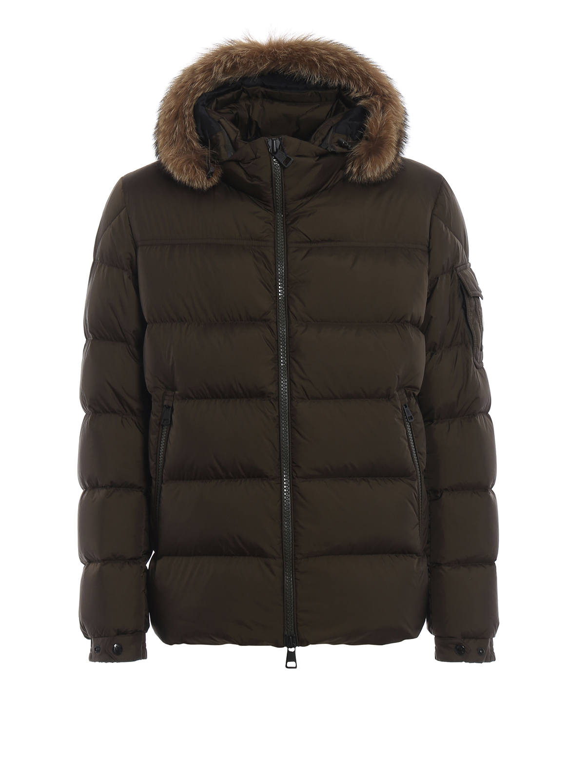 Padded jackets Moncler - Marque fur trimmed hood puffer jacket
