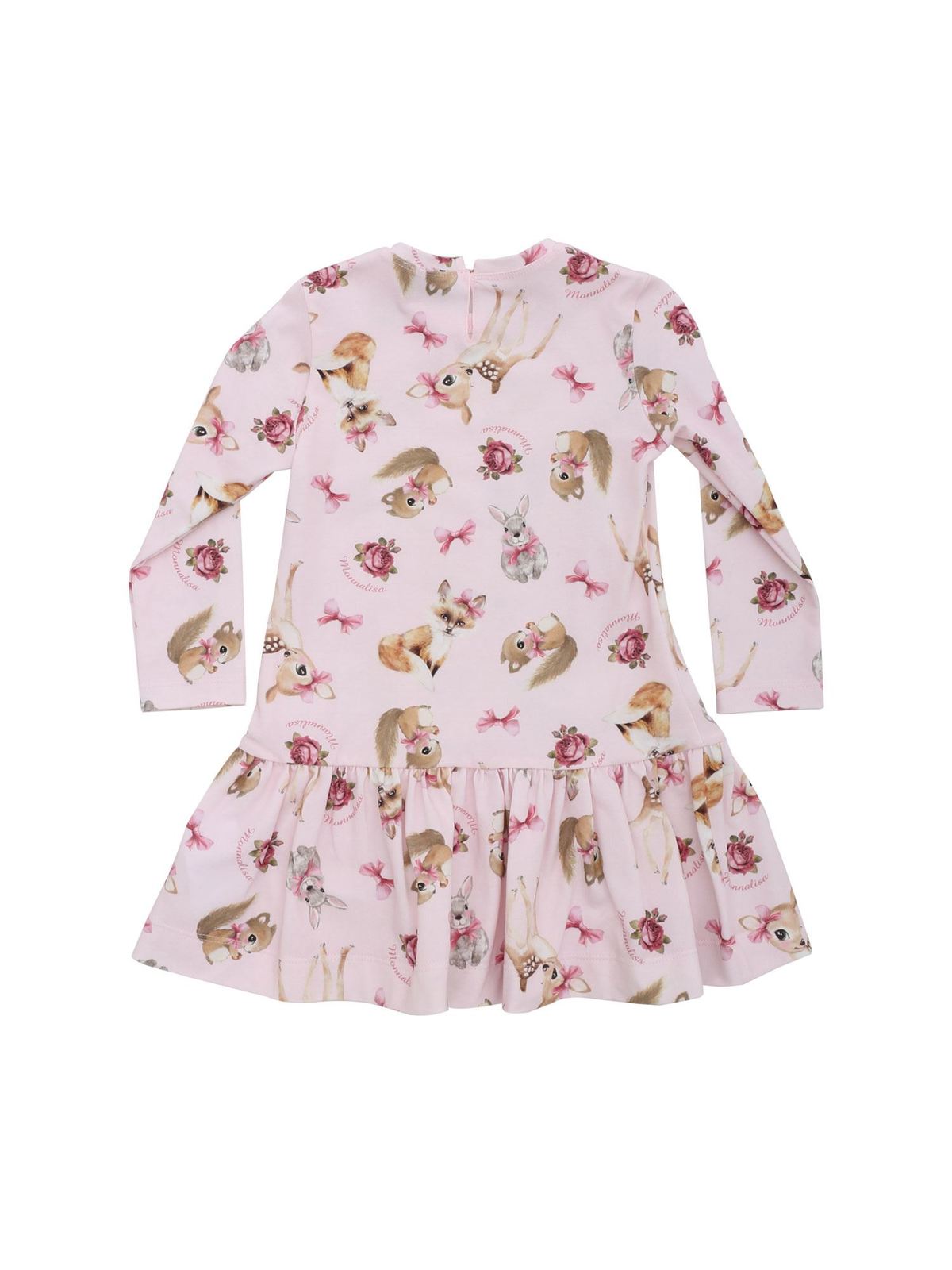 Monnalisa Woodland Friend printed dress in pink 31490746240091