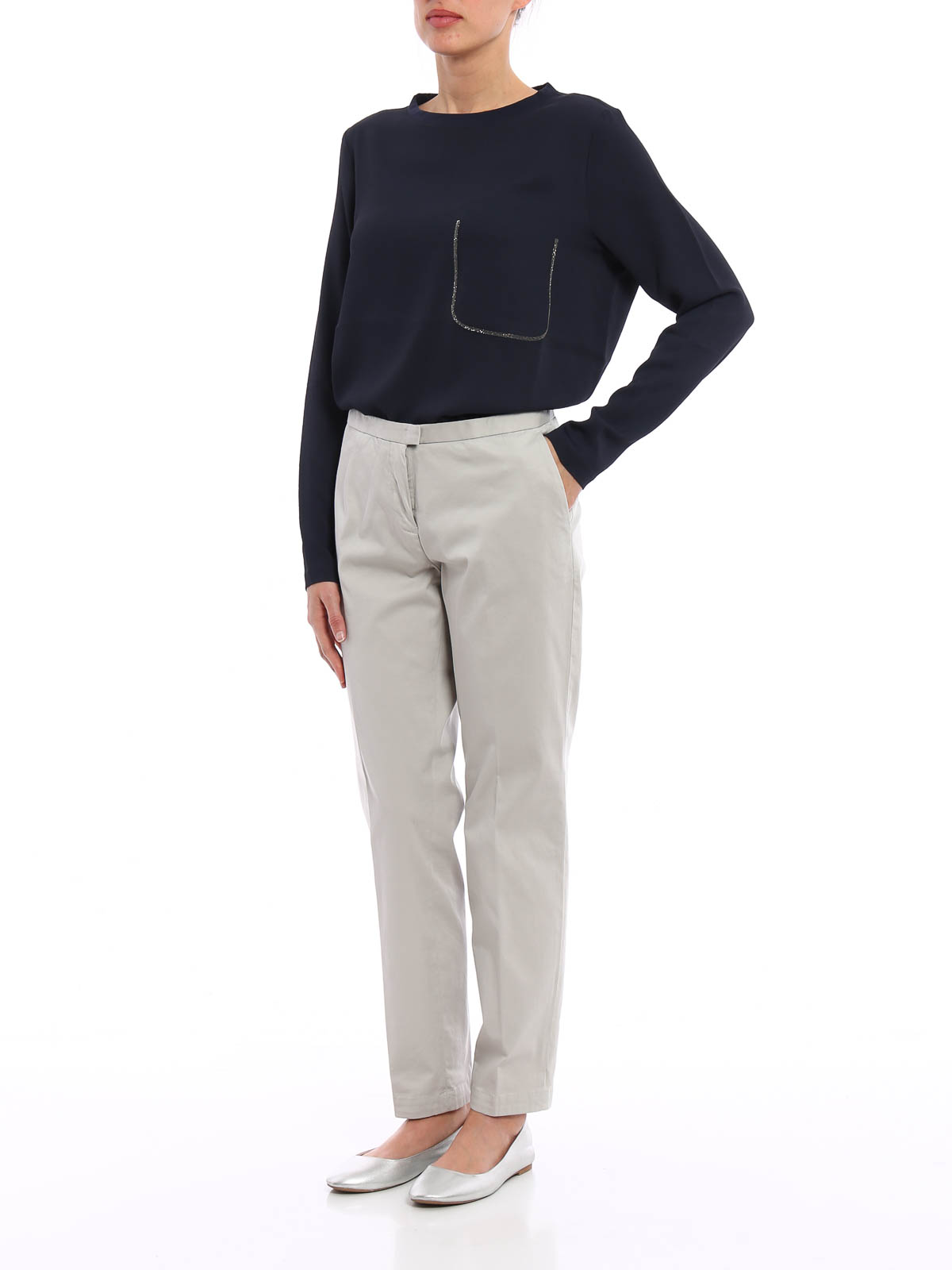【FABIANA FILIPPI】コットンギャバジンのモンテファルコパンツ Fabiana Filippi Montefalco cotton tapered trousers