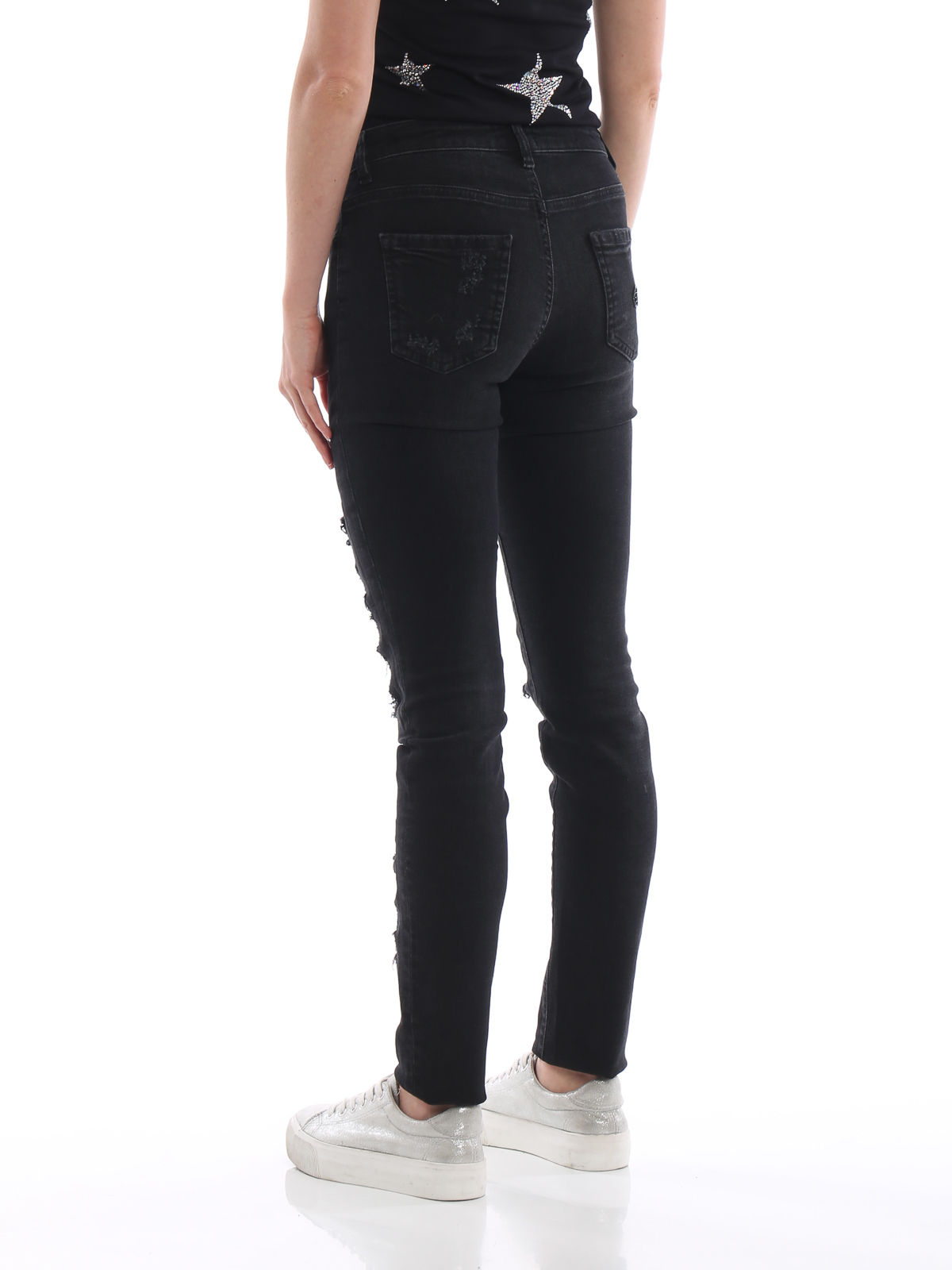 Skinny jeans Philipp Plein - Morgan black worn out denim skinny jeans - WDT071802FO