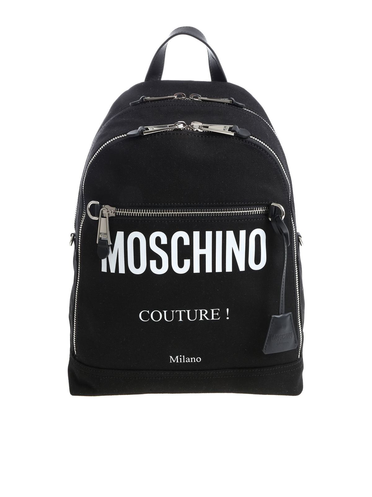 Moschino Black Canvas Backpack In Negro