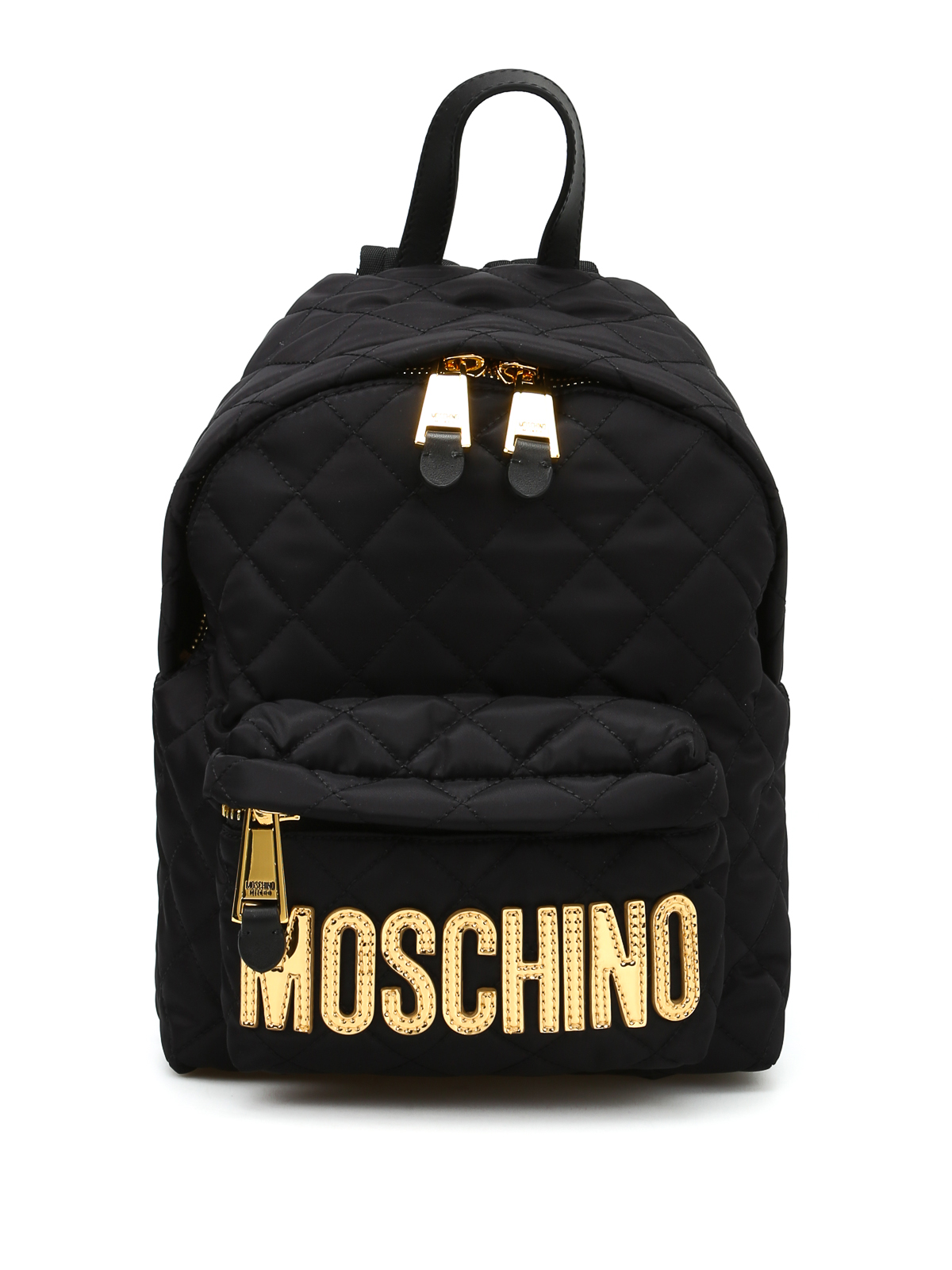 Moschino Logo Lettering Quilted Backpack In Negro