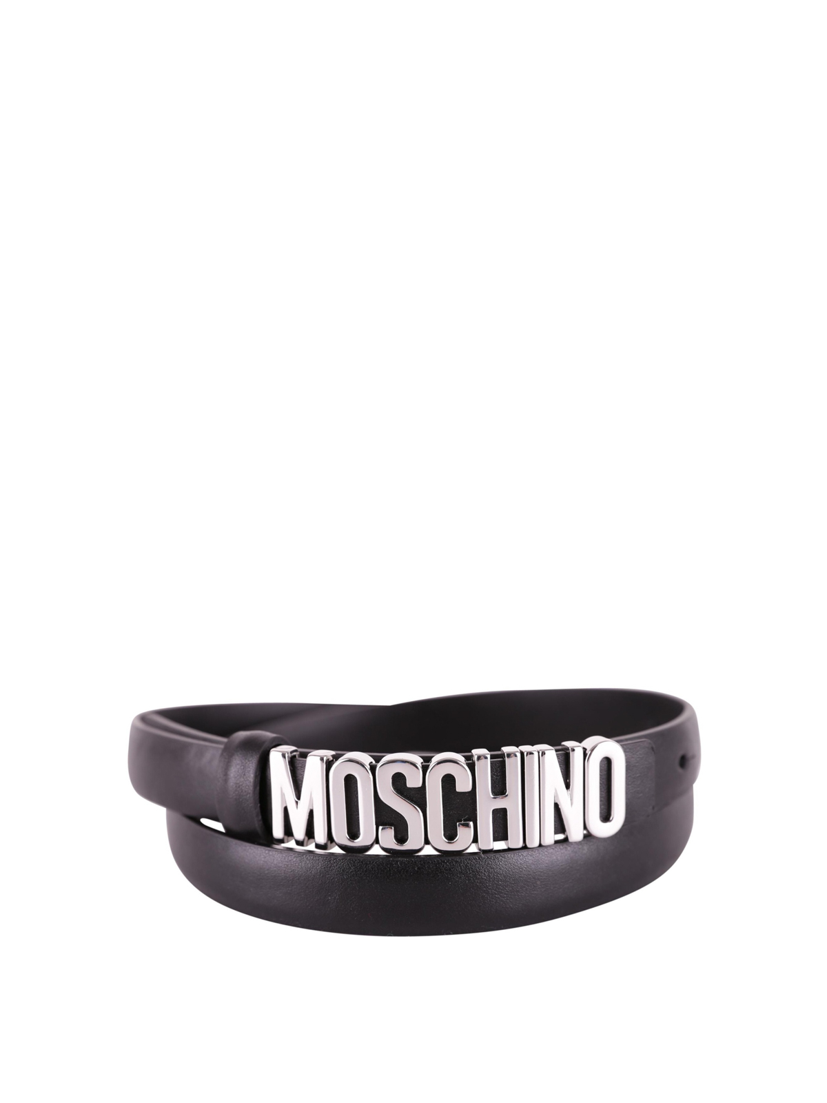 Moschino Maxi Metal Logo Belt In Black