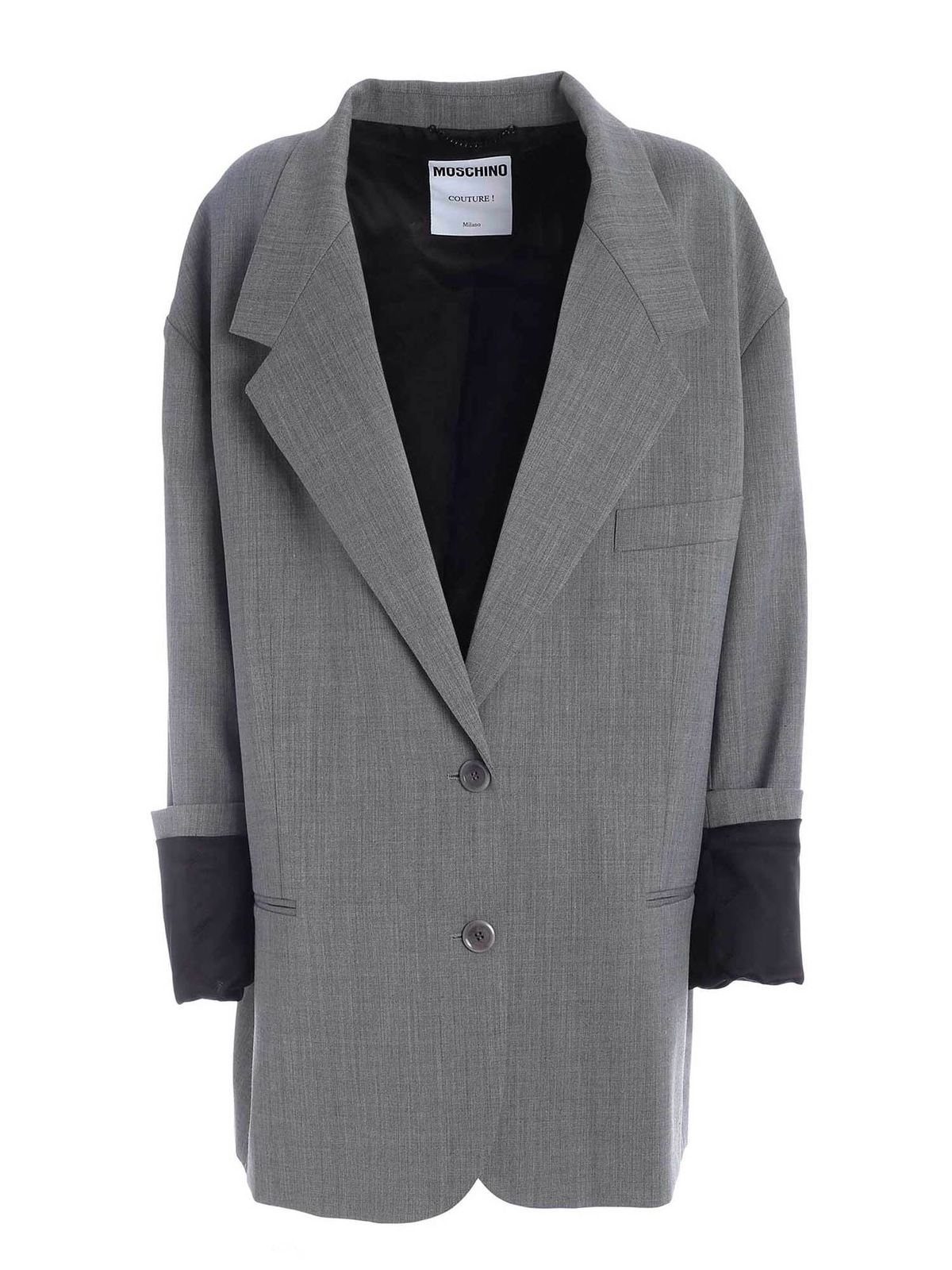 Moschino Maxi Lapels Oversize Jacket In Grey In Gris