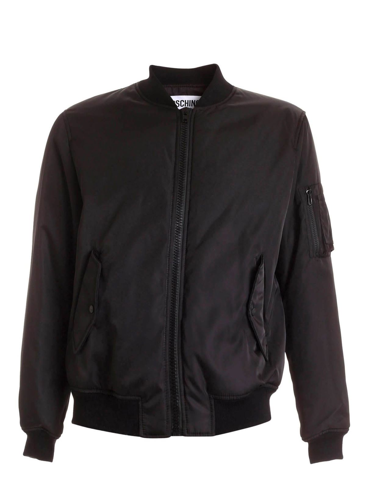 Moschino Bomber black jacket featuring patch pocket 062452150555
