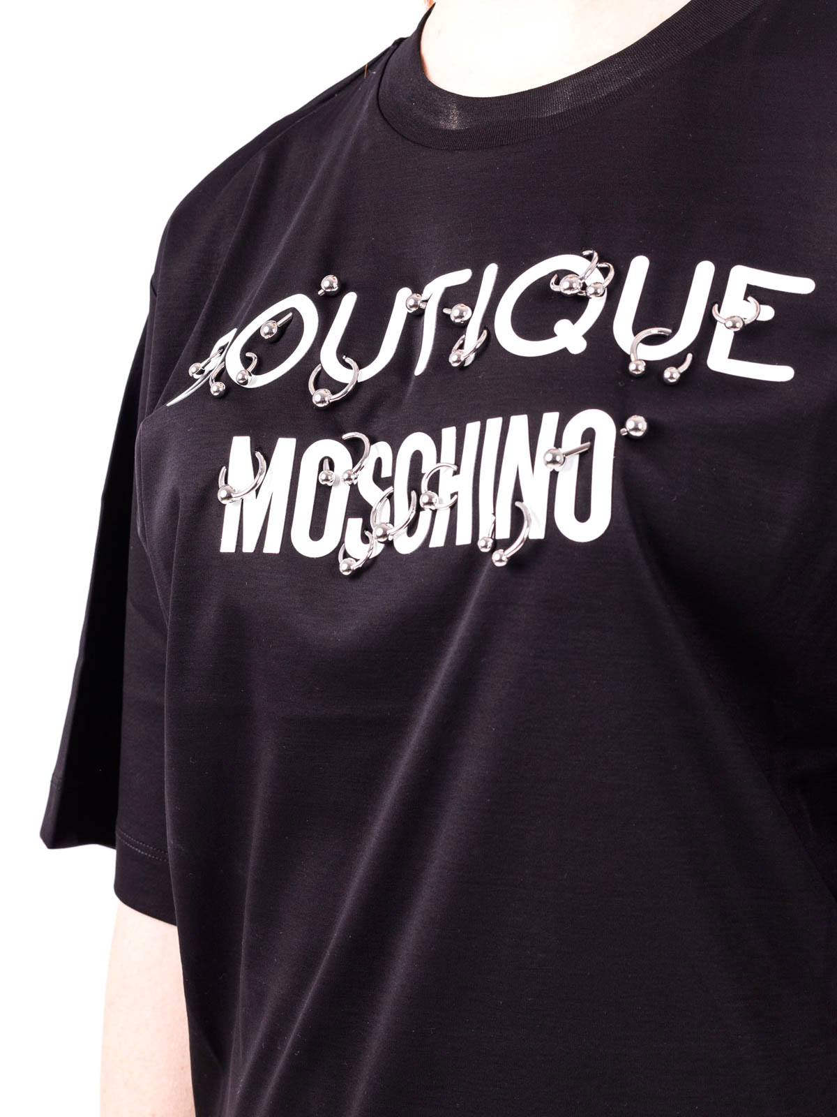 Moschino Boutique Piercing Logo black over T-shirt