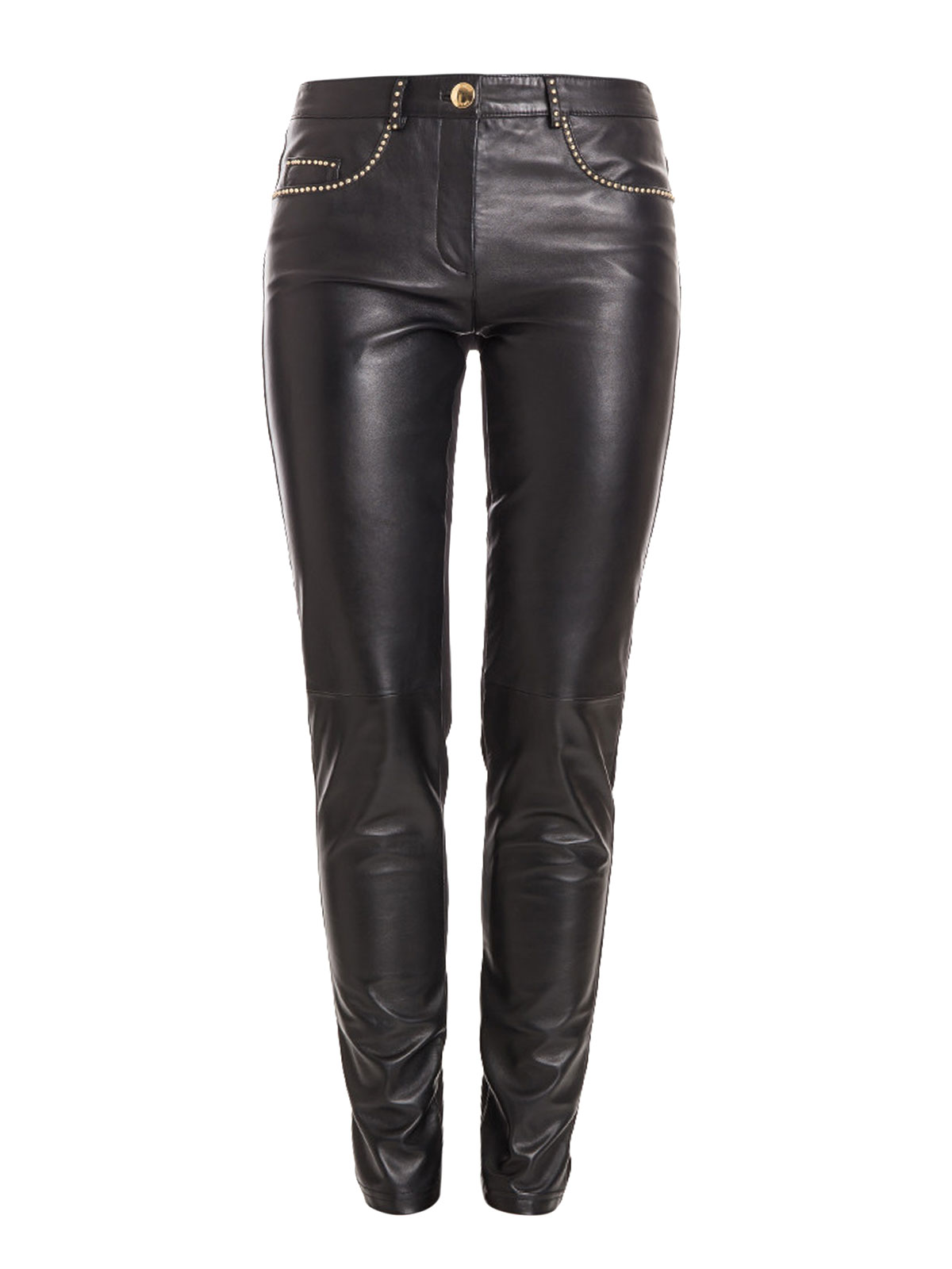 Leather trousers Moschino Boutique - Leather and fabric slim trousers -