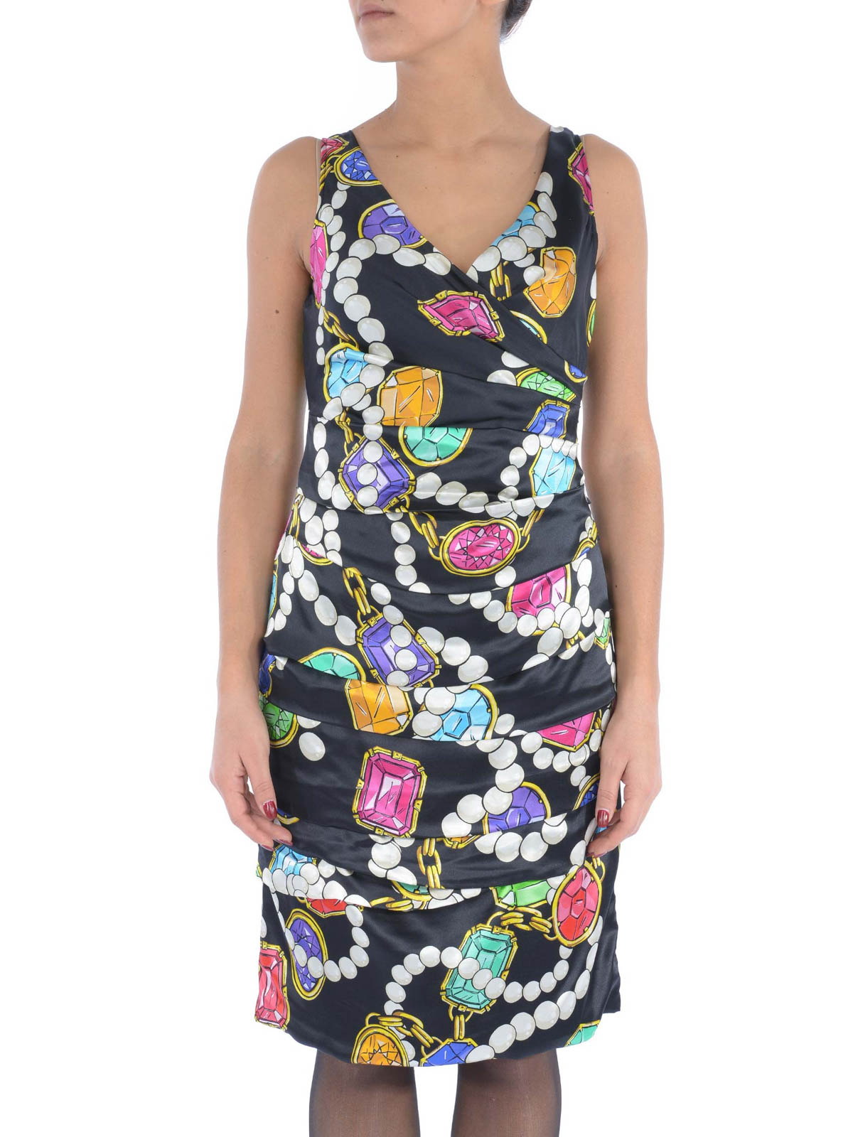 Moschino Boutique JEWEL PRINT DRAPED SHIFT DRESS | 43958511555