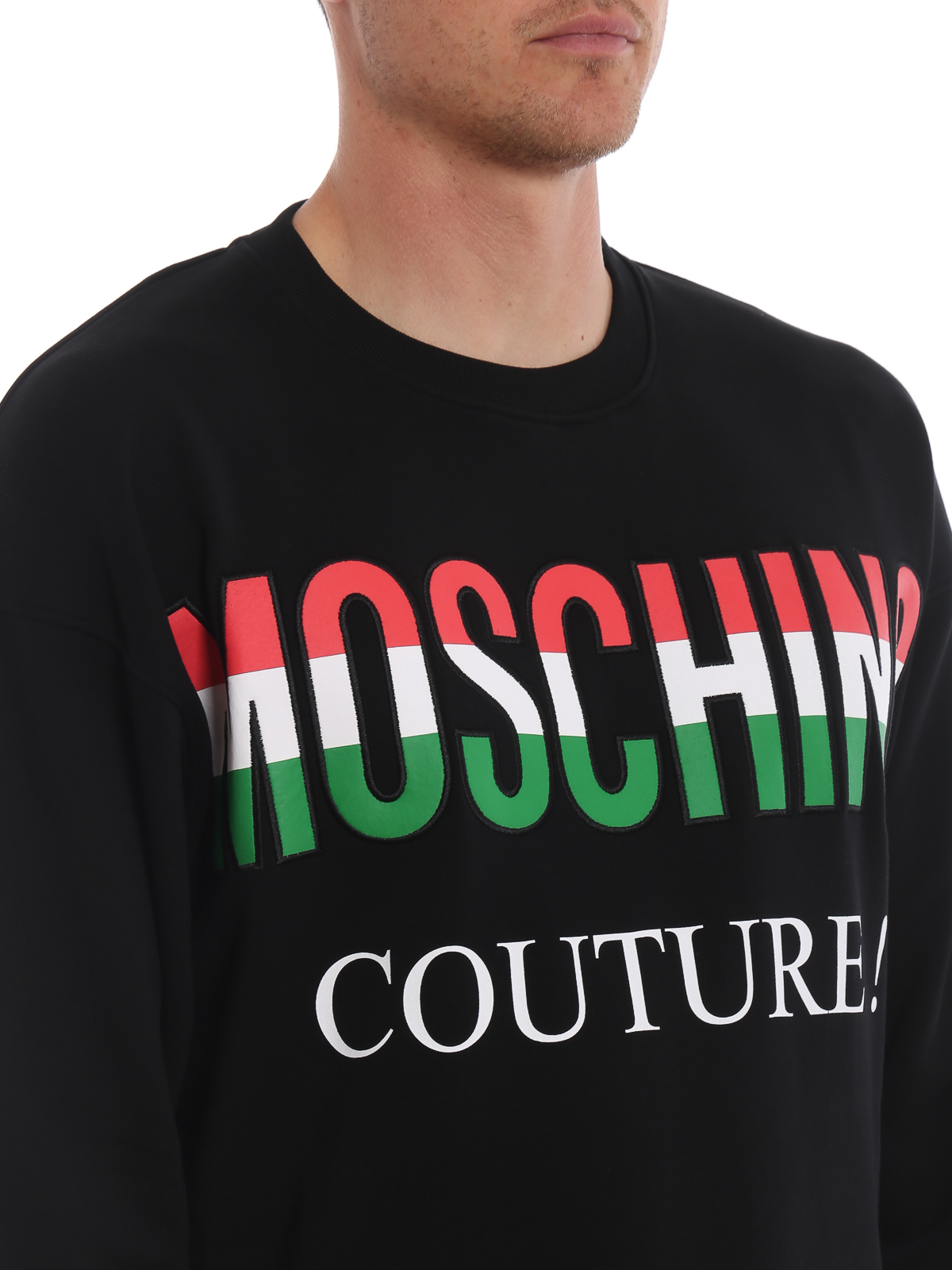 Shop Moschino Tricolour Logo Lettering Black Sweatshirt In Negro